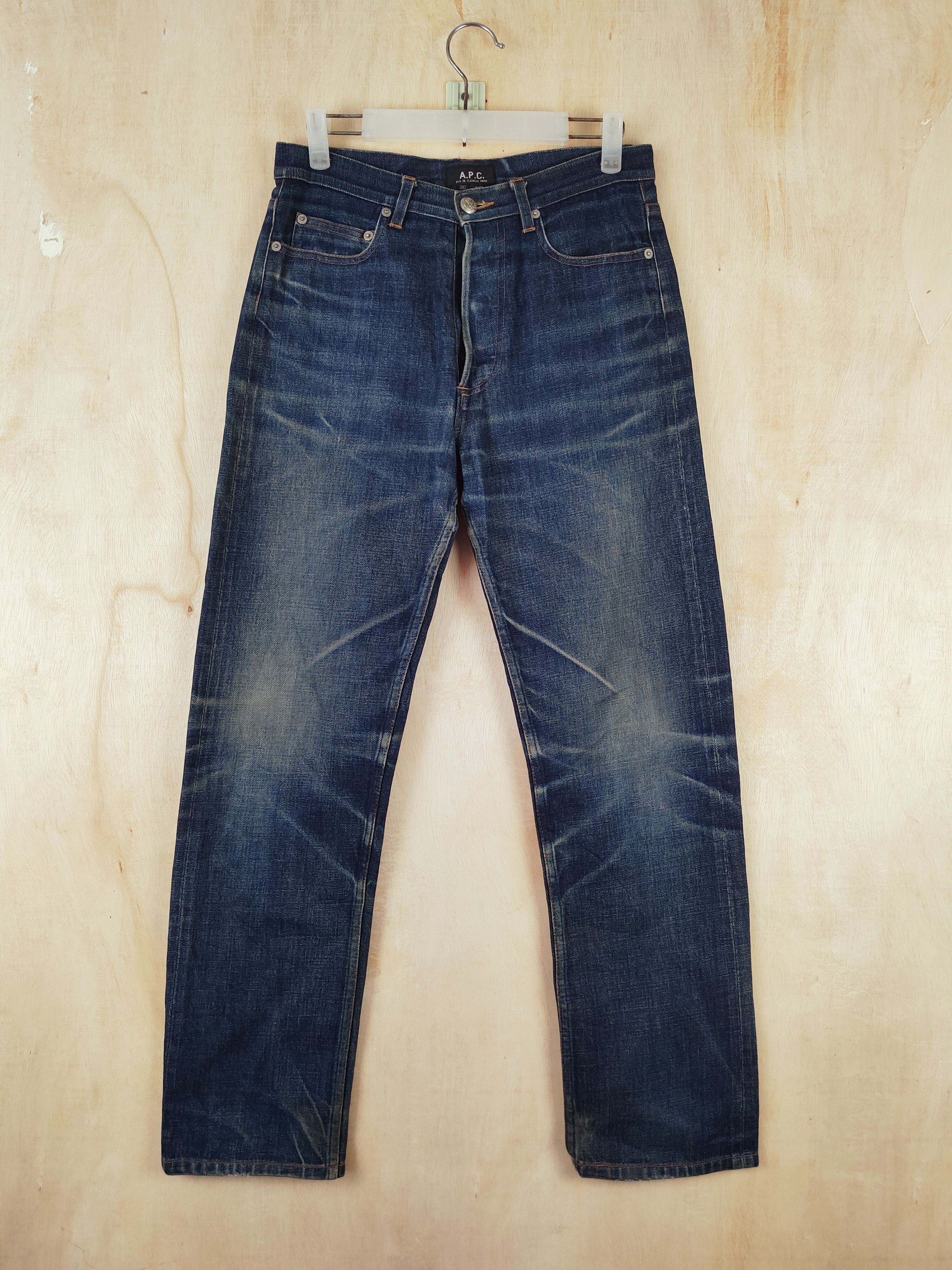 A.P.C. DL A.P.C Dark Blue Distressed Ripped Jeans #S2676 Size US 30 / EU 46 - 1 Thumbnail