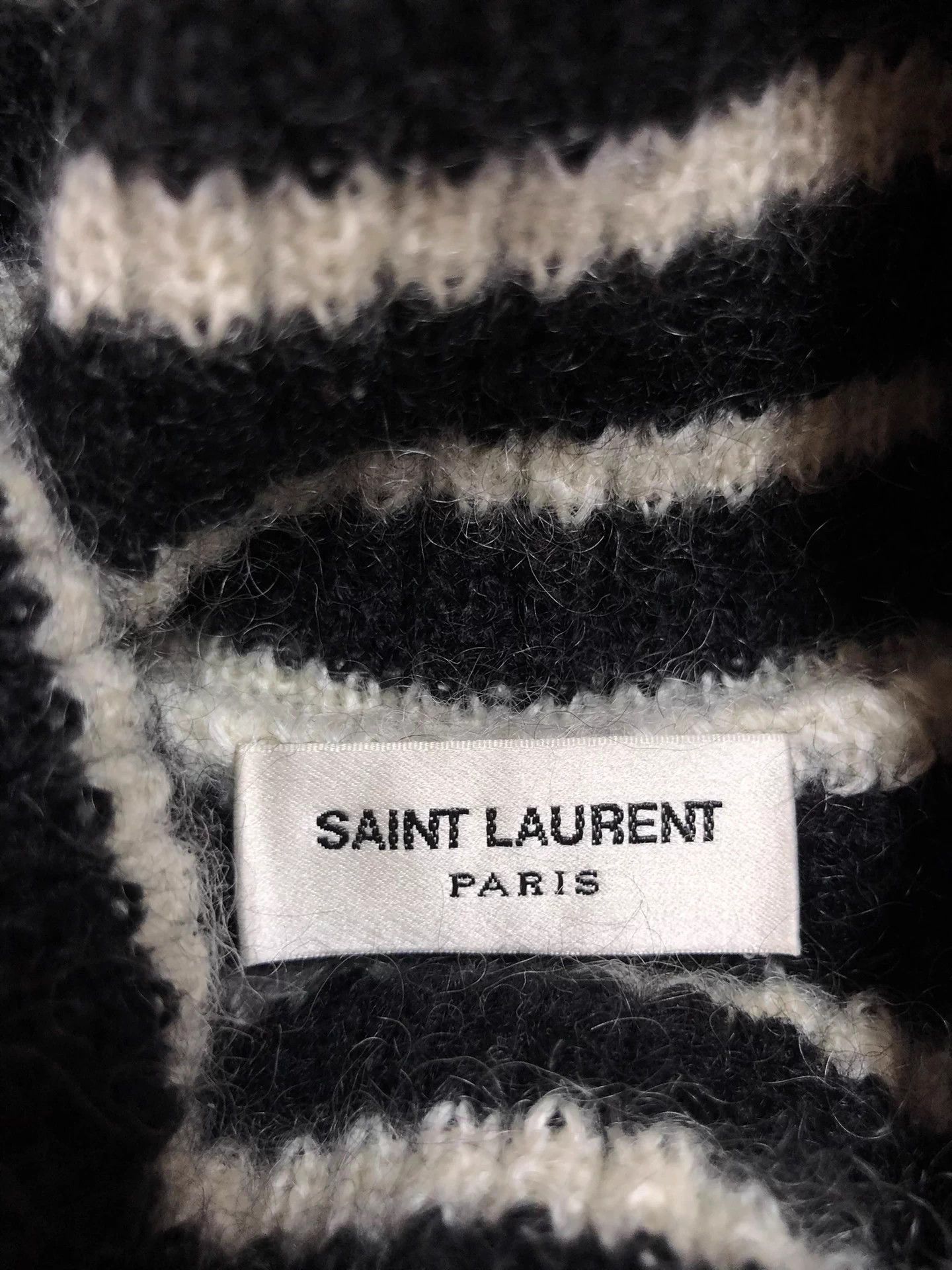 Saint Laurent Paris Saint Laurent Black and White Striped Turtleneck Sweater, Size L / US 10 / IT 46 - 6 Thumbnail