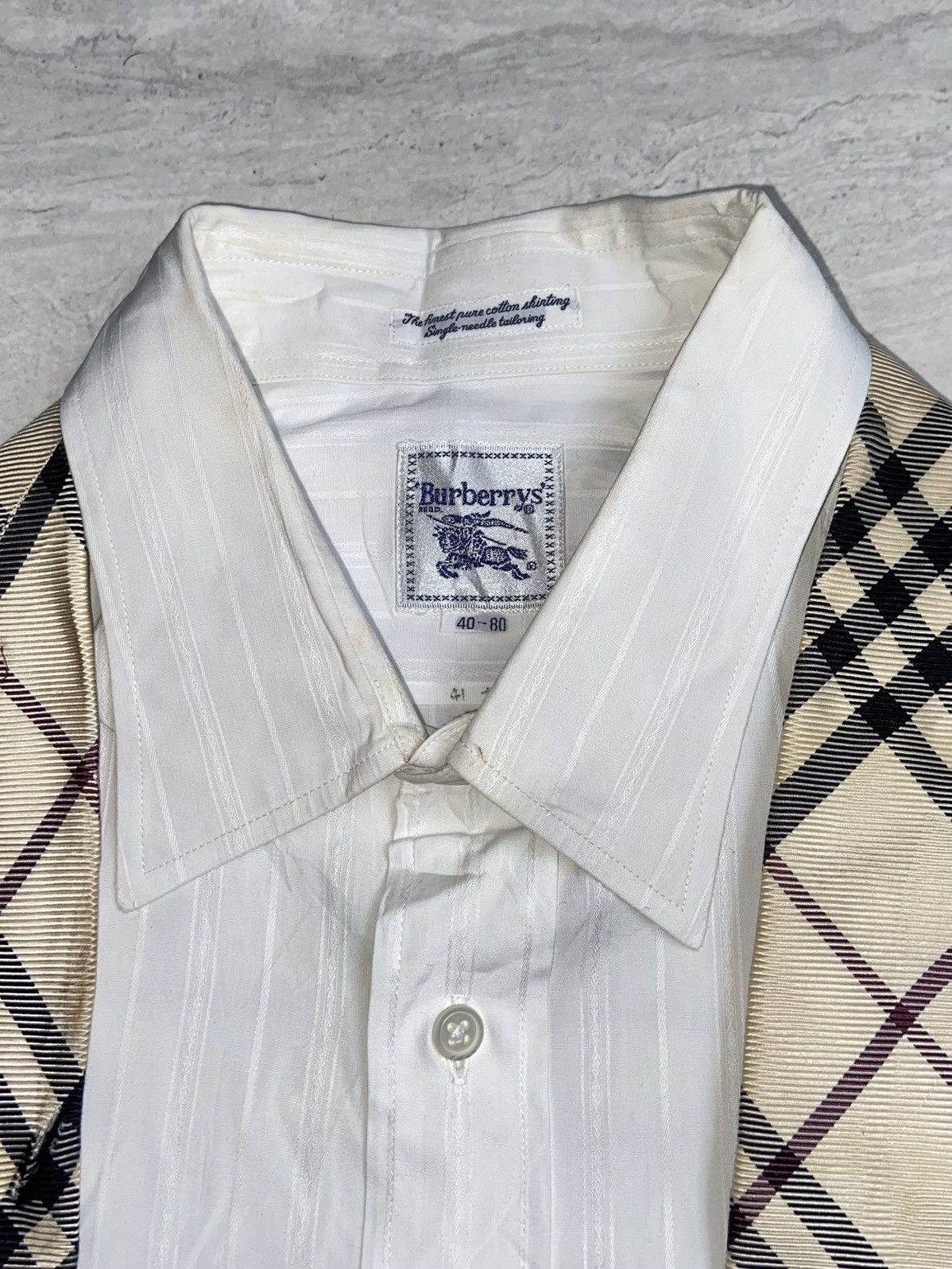 Burberry BURBERRYS White Shirt Tie Size US M / EU 48-50 / 2 - 10 Thumbnail