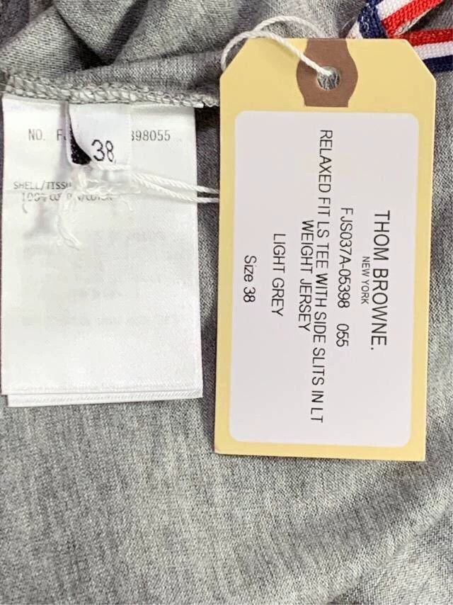 Thom Browne Thom Browne Light gray pure cotton four-bar round-neck long Size XS / US 0-2 / IT 36-38 - 6 Thumbnail