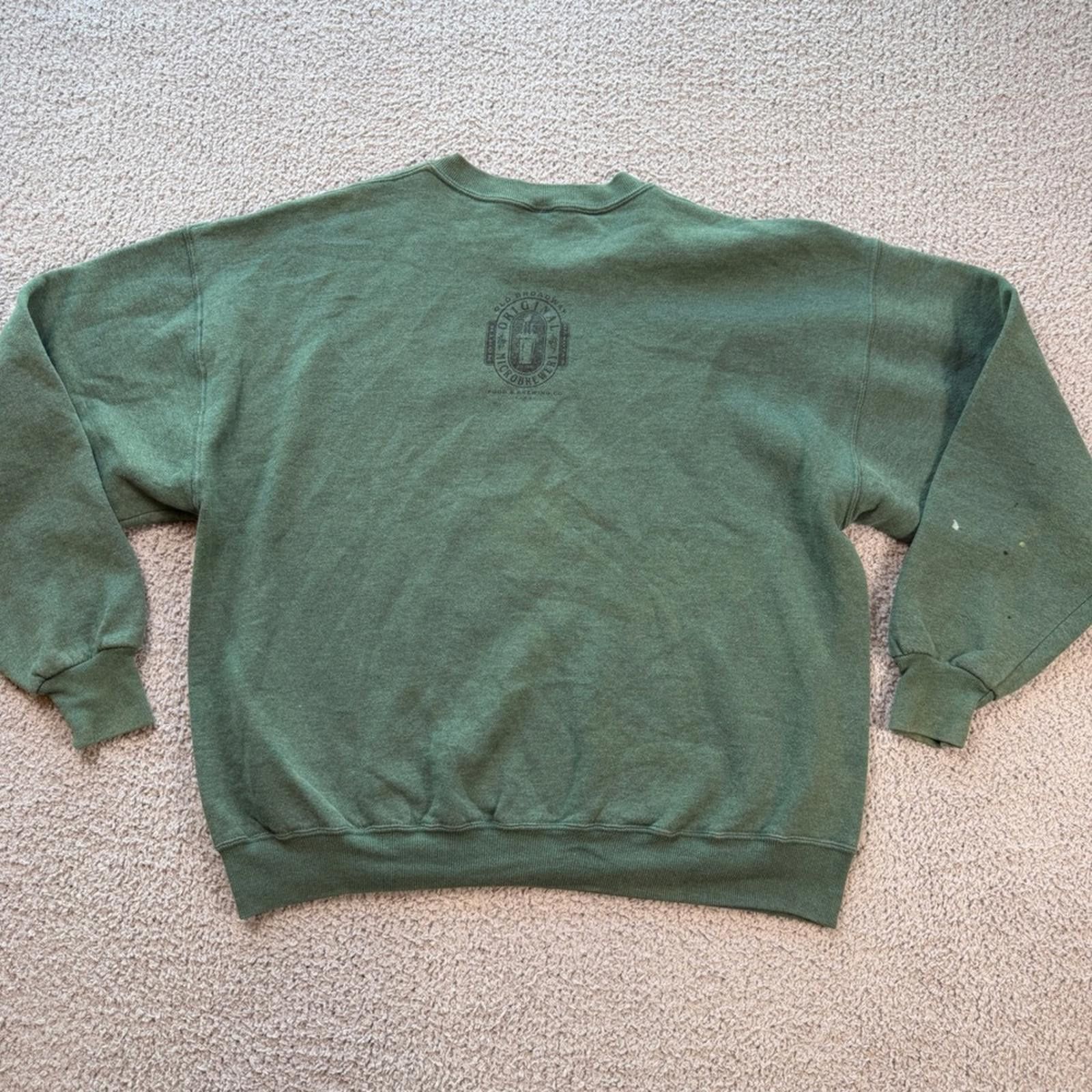 Jerzees Vintage 90's Old Broadway Brewery Green Crewneck Sweatshirt Size US XL / EU 56 / 4 - 3 Thumbnail