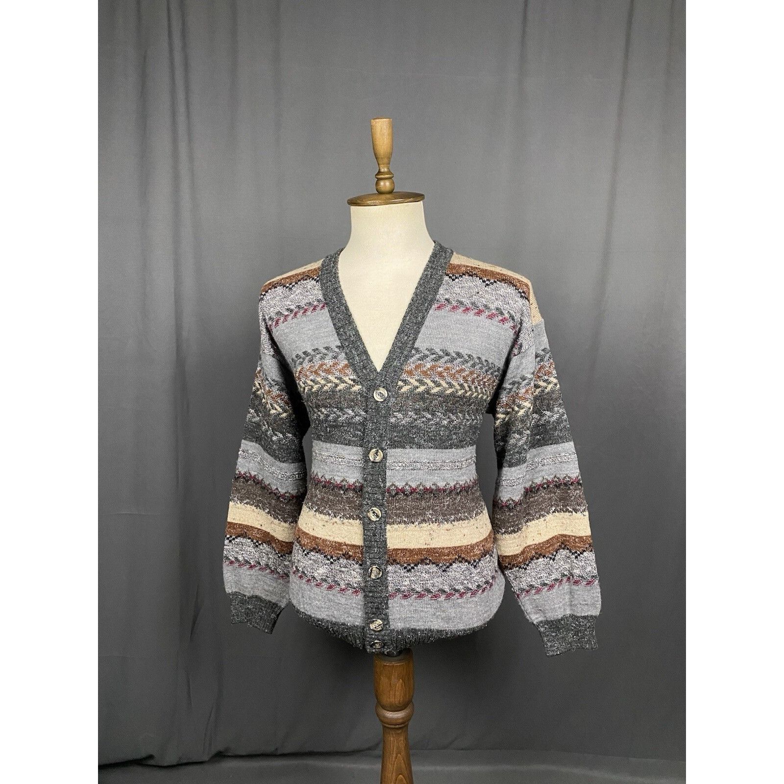 Missoni Missoni Men's Gray Multicolor Wool Striped Cardigan Sweater Size US L / EU 52-54 / 3 - 5 Thumbnail