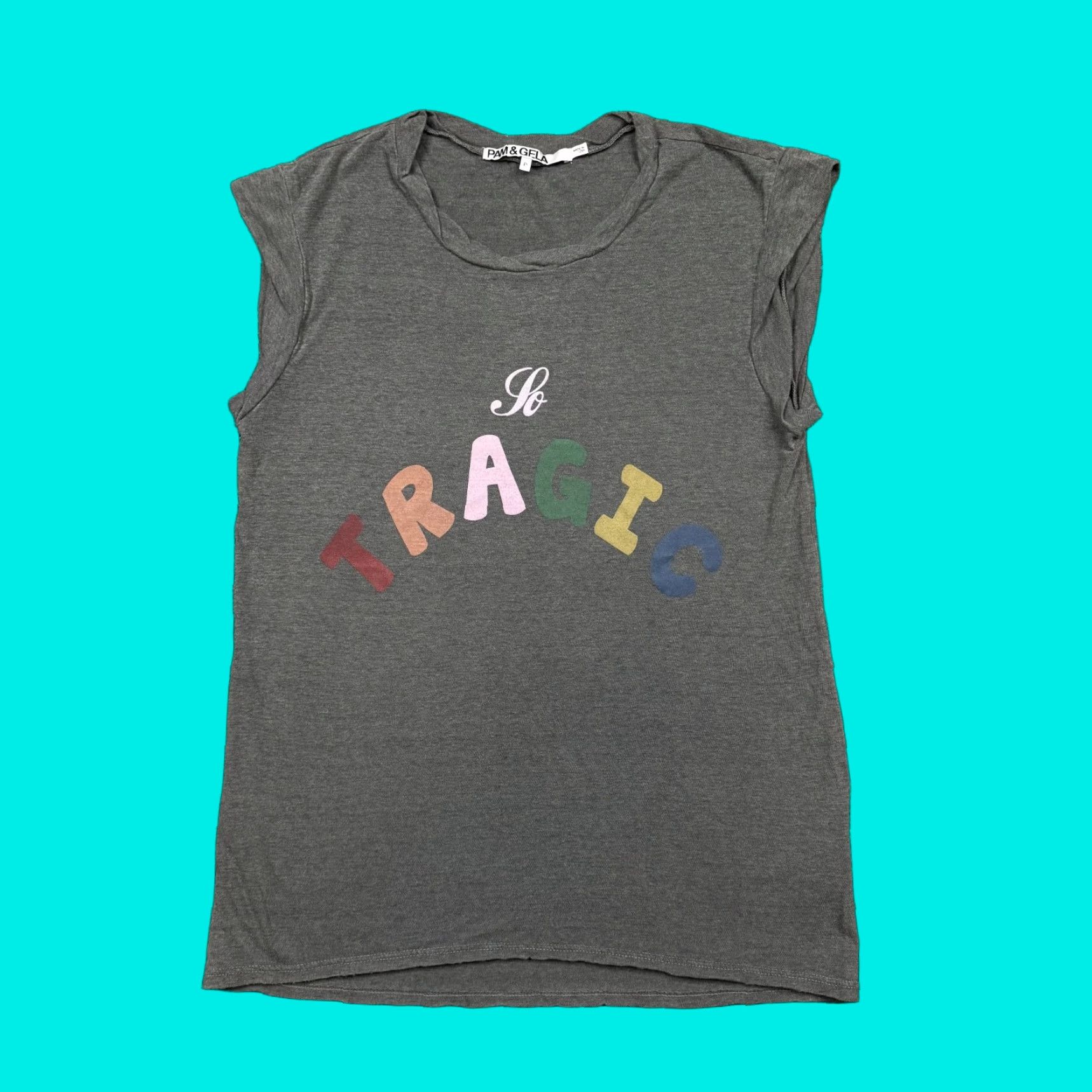 Vintage Pam & Gela Shirt Women S Gray Sleeveless Stretch Tee Casual Made In USA Size S / US 4 / IT 40 - 1 Thumbnail
