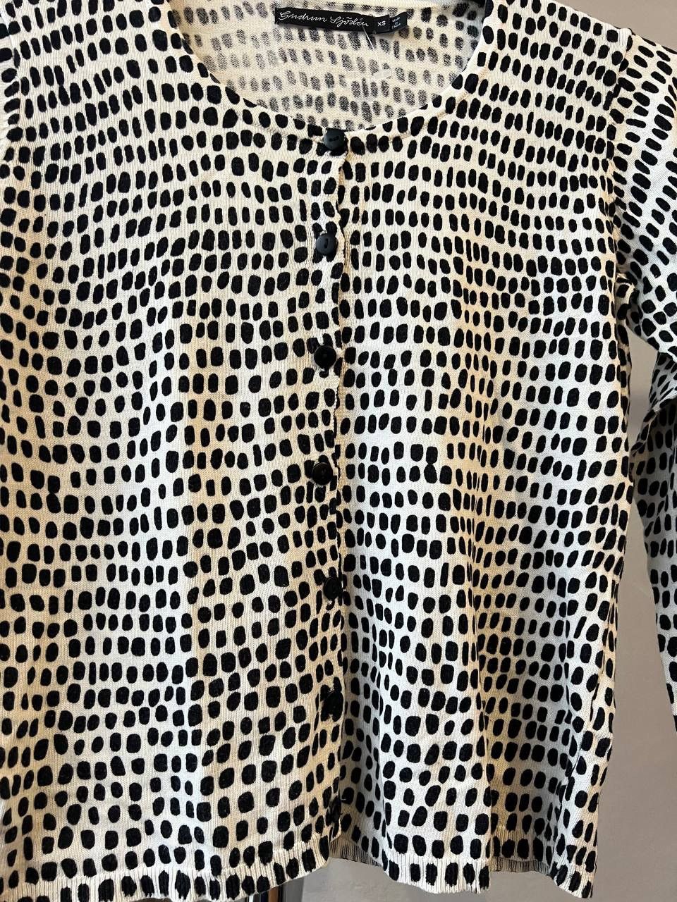 Gudrun Sjoden GUDRUN SJODEN BLACK/WHITE DOTTER LIGHTWEIGHT CARDIGAN XS Size XS / US 0-2 / IT 36-38 - 3 Thumbnail
