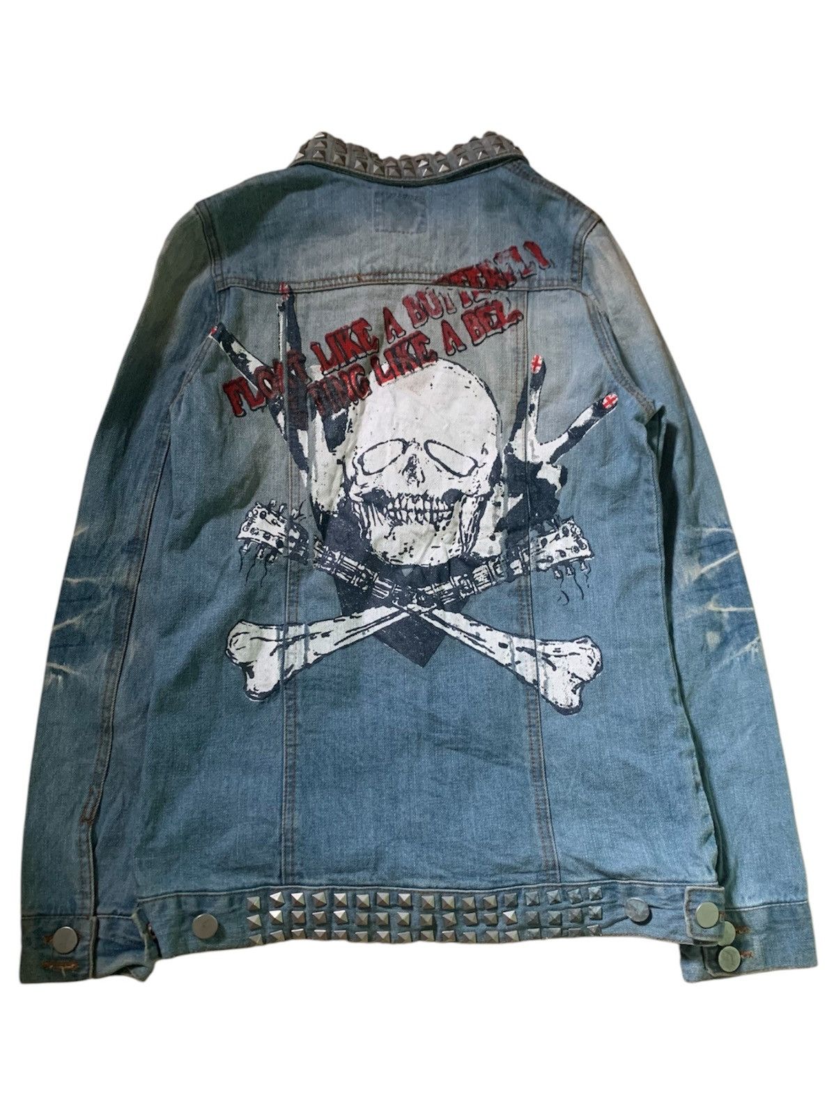 Japanese Brand Glad News big Art studded skull denim Jacket Size US S / EU 44-46 / 1 - 2 Thumbnail