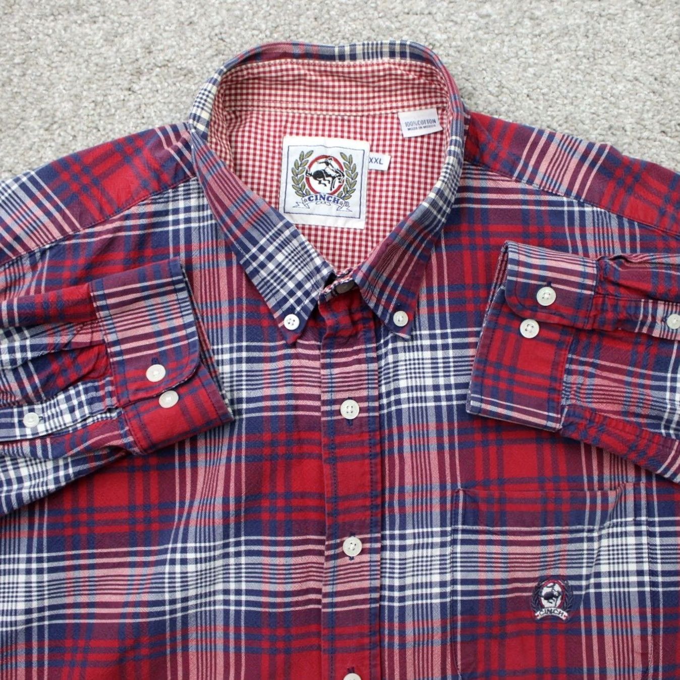 Vintage Cinch Shirt Mens 2XL Red/Blue Plaid Button-Up Western Cotton L/S Casual Shirt Mens 2XL XXL Red Blue Plaid Cinch Western Shirt Size US XXL / EU 58 / 5 - 2 Thumbnail