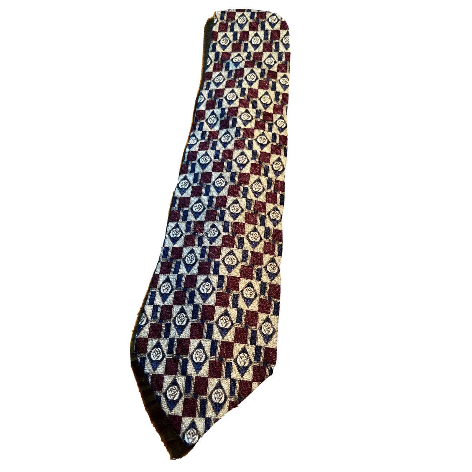 Other Secours Red Blue Silver Geometric Silk Designer Necktie Size ONE SIZE - 1 Thumbnail