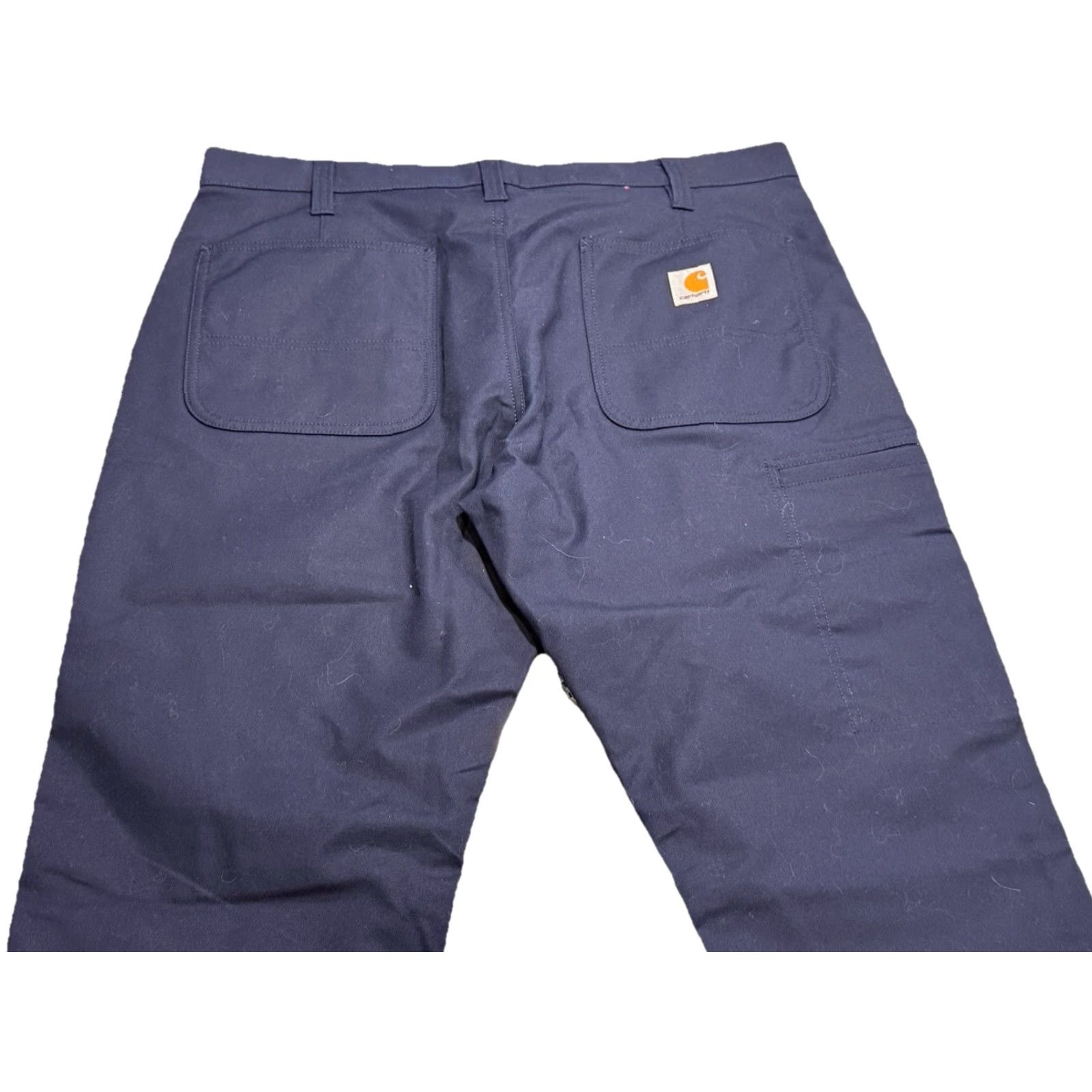 Carhartt Carhartt Pants Mens 36x31 Carpenter Straight Relaxed Fit Navy Blue Cotton Polyester Spandex 6-Pocket Workwear Flat Front Jeans Trousers Size US 36 / EU 52 - 4 Thumbnail