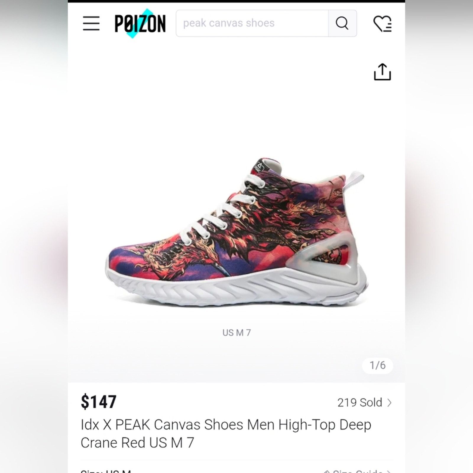 Peak Performance Idx X PEAK Shoes Men High-top Deep Crane Red US 6.5 Sneakers Size US 6.5 / EU 39-40 - 2 Thumbnail