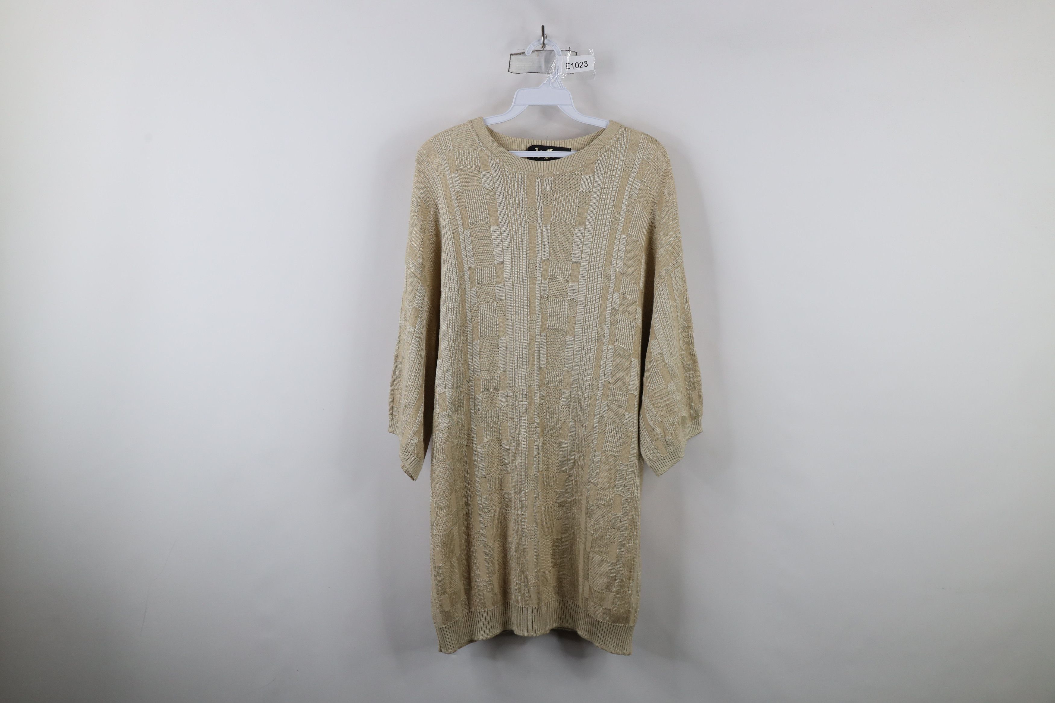 Vintage Vintage 90s Coogi Style Striped Knit T-Shirt Beige USA Size US XXL / EU 58 / 5 - 1 Thumbnail