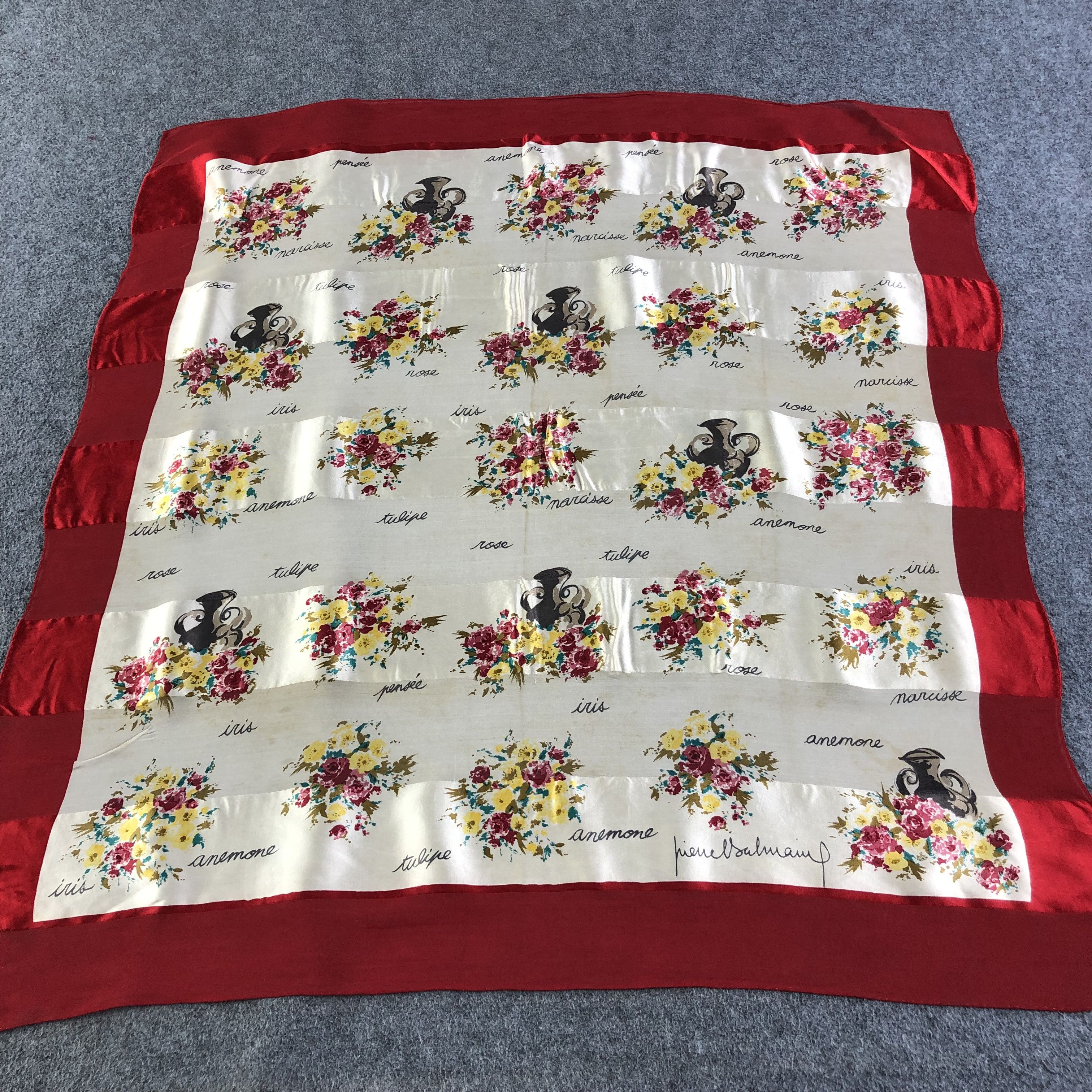 Pierre Balmain Pierre Balmain Floral Slit Thread Silk Scarf M453 Size ONE SIZE - 1 Thumbnail