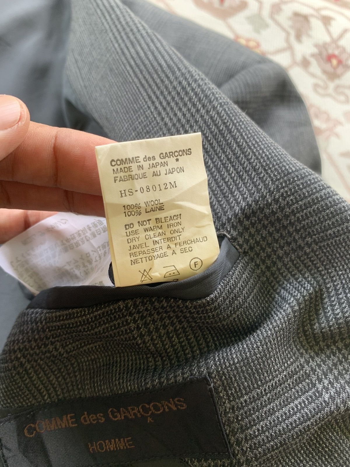 Rei Kawakubo ARCHIVE ! AD1988 COMME des GARCONS HOMME GLENCHECK WOOL COAT Size US M / EU 48-50 / 2 - 8 Thumbnail