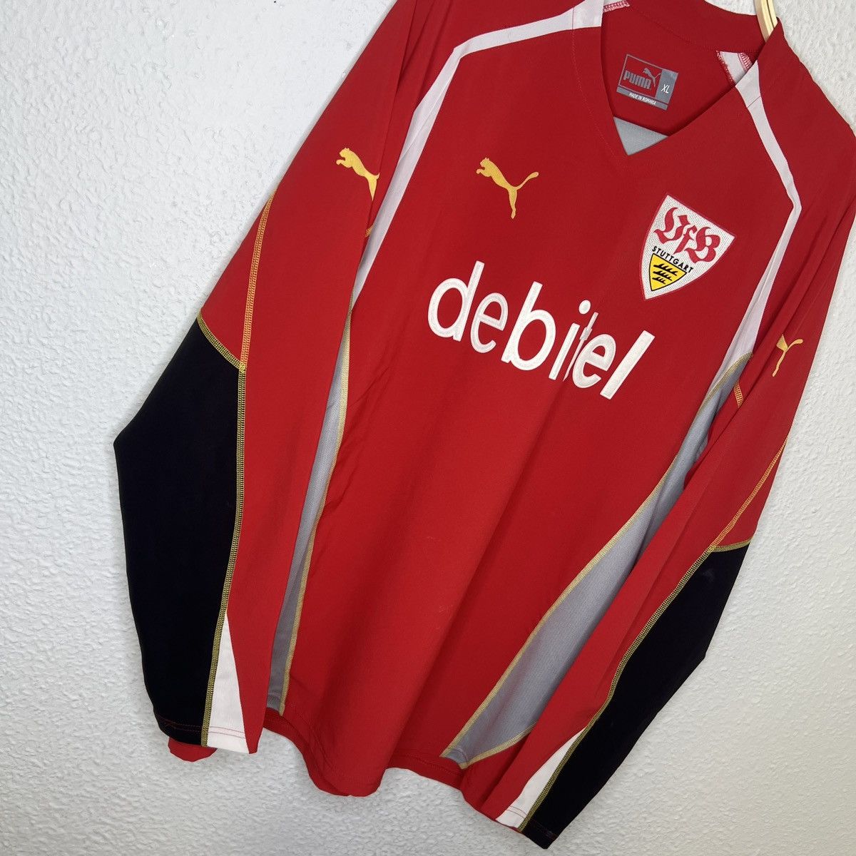 Puma Vintage Puma Stuttgart Jersey Longsleeve Tshirt Y2K Red Size US XL / EU 56 / 4 - 2 Thumbnail