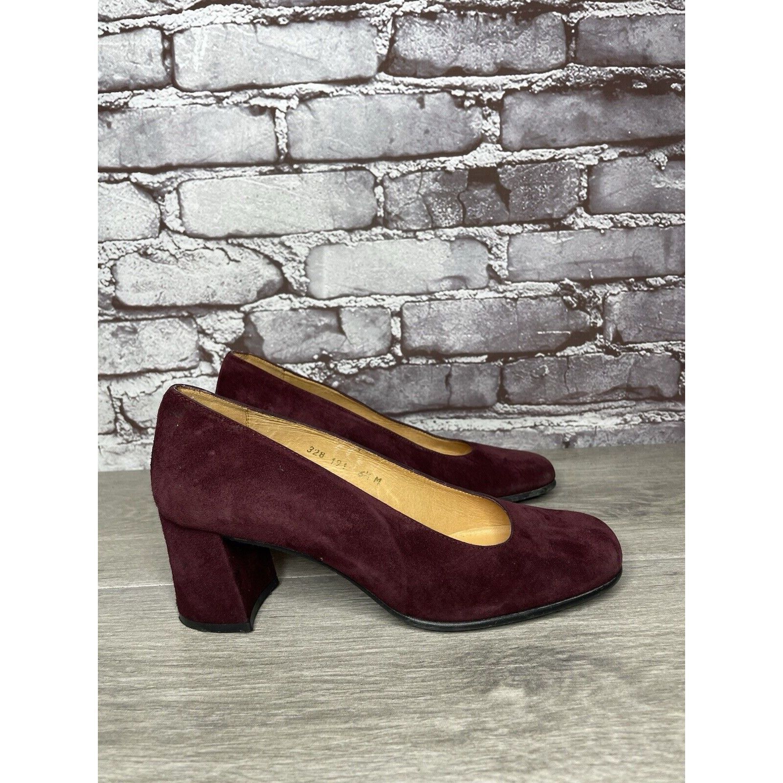 Other David Aaron Burgundy Maroon Suede Leather Round High Heels W Size US 6.5 / IT 36.5 - 10 Thumbnail