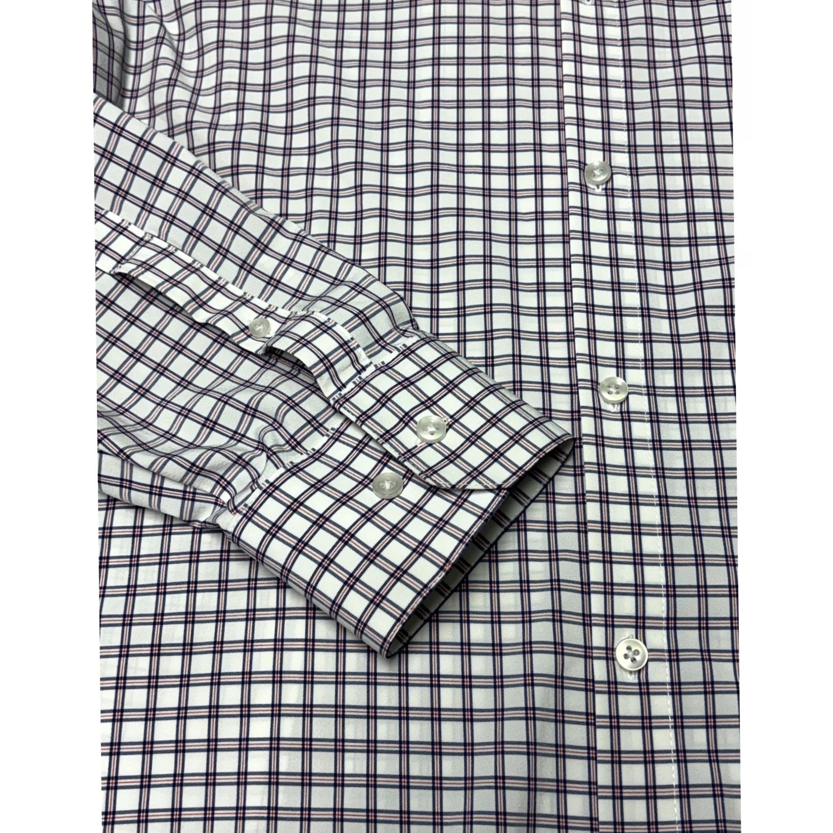 Mizzen+Main Mizzen + Main Dress Shirt Mens L Trim Fit Check Multicolor White Red Pattern Shirt Size 42R - 3 Thumbnail