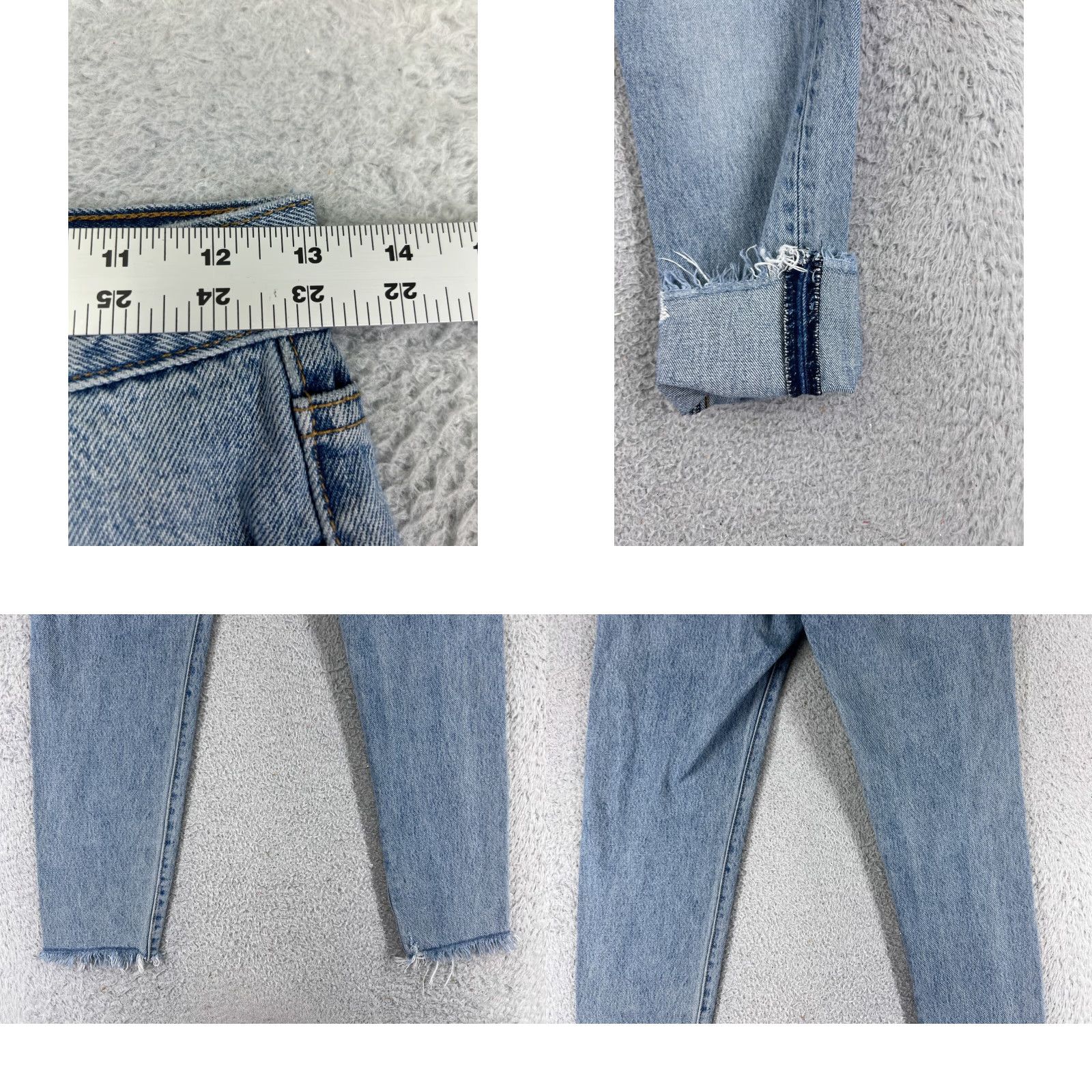 Levi's Levis Premium Jeans Womens 25 Blue Denim Tapered Wedgie Fit Levi's Wedgie Jeans 5-Pocket Distressed Button Fly Size 42" / US 20 - 10 Thumbnail