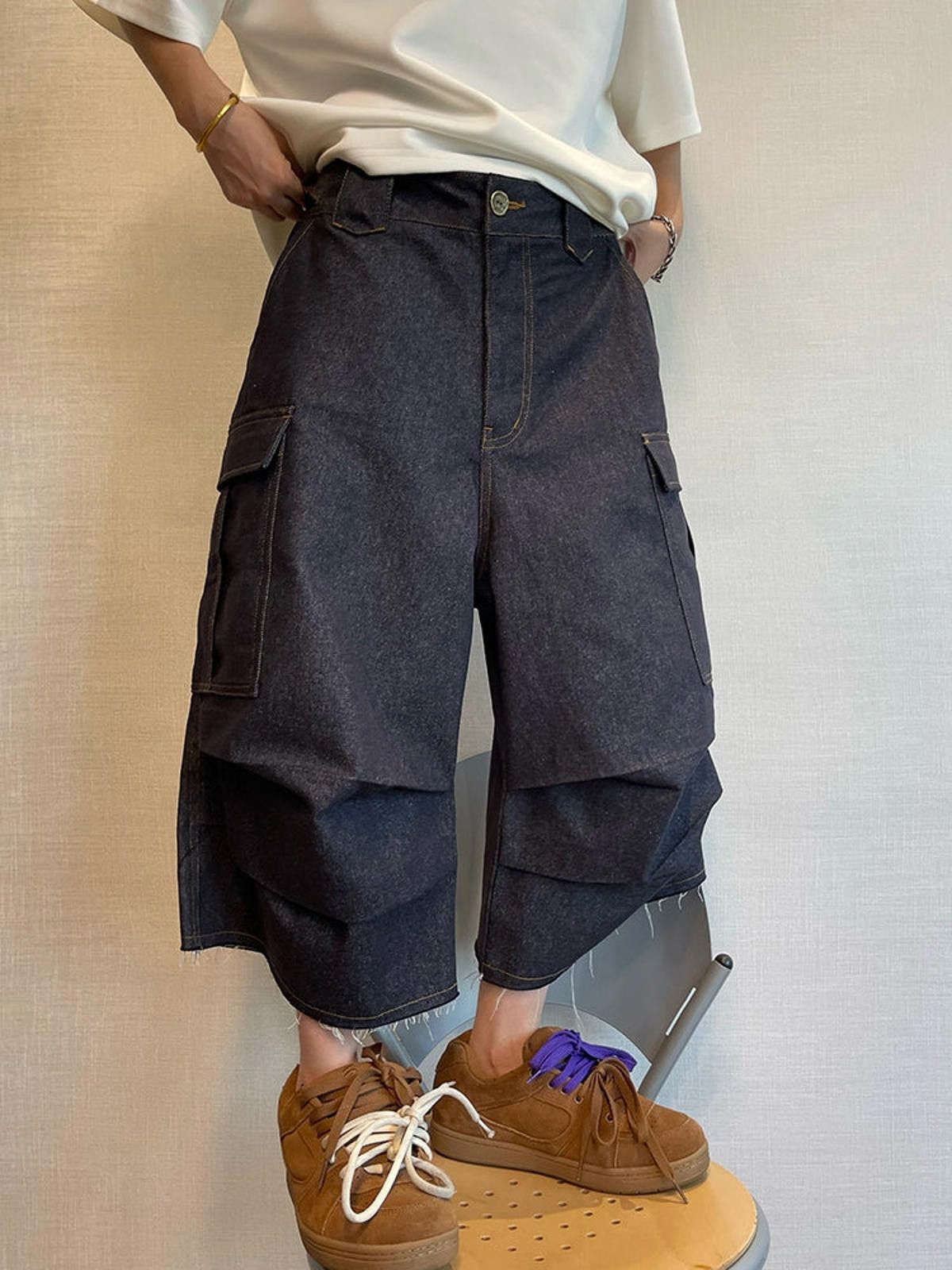 Vintage Dark Denim Baggy Cargo Jeans Size US 32 / EU 48 - 3 Thumbnail