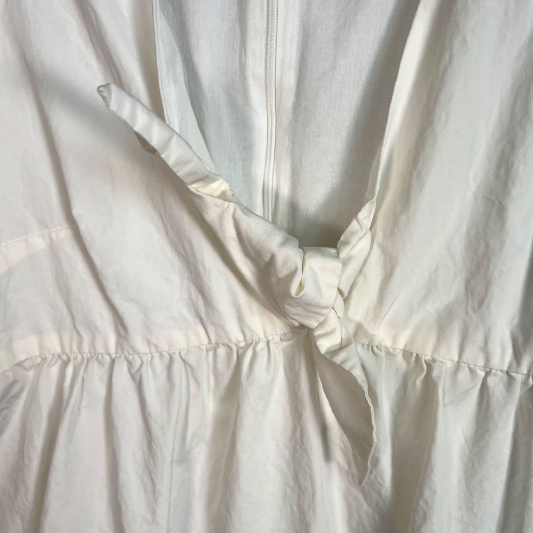 Madewell Madewell Womens Size 2 White Short Sleeve Tie Front Empire Waist Dress Cotton Size 26" / US 2 / IT 38 - 5 Thumbnail