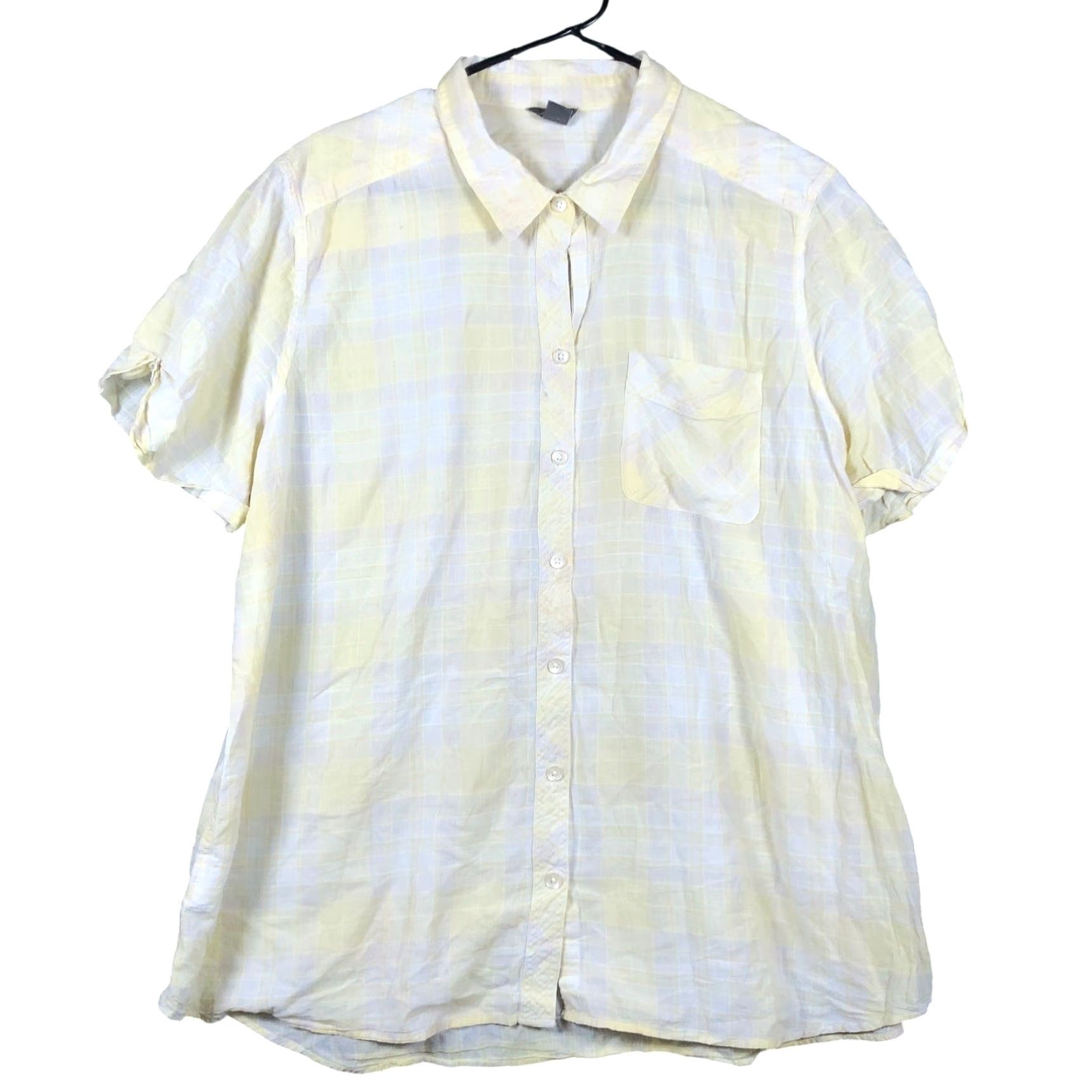 Eddie Bauer Eddie Bauer Womens Shirt Yellow Plaid Collared Button-Down Stretch 2XL Short Sleeve, Casual, Workwear, All Seasons Size XXL / US 16-18 / IT 52-54 - 2 Thumbnail