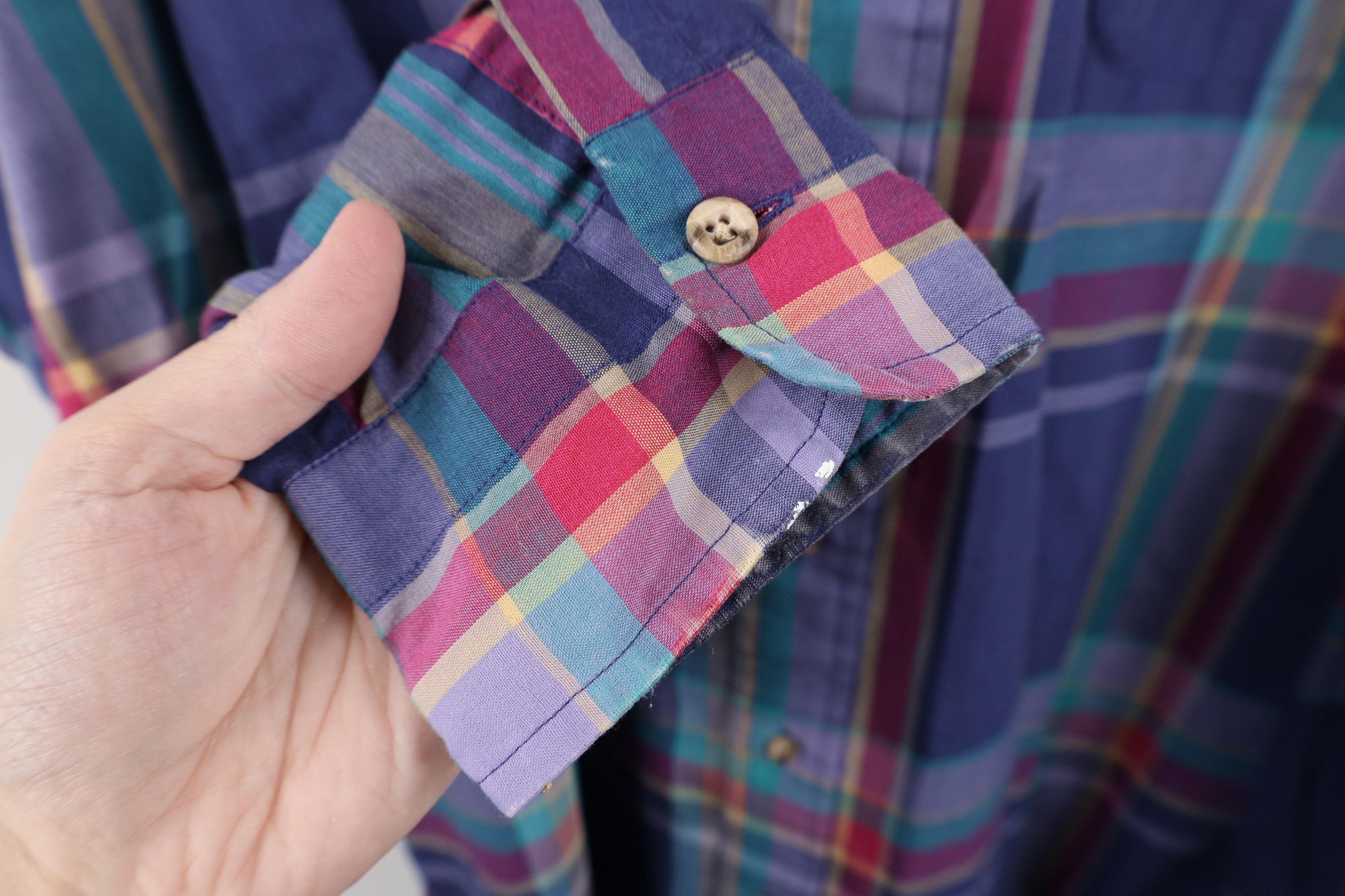 Vintage Vintage 90s Streetwear Madras Plaid Button Down Shirt Size US L / EU 52-54 / 3 - 4 Thumbnail