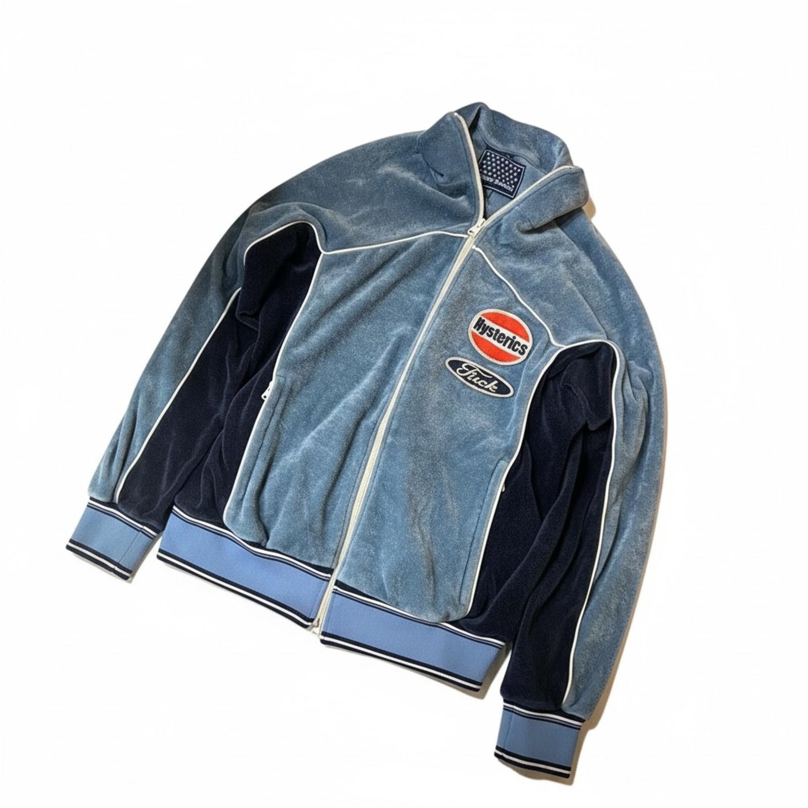 Hysteric Glamour Hysteric Glamour - Blue Velour Fleece Jacket Contrast Size US M / EU 48-50 / 2 - 1 Thumbnail