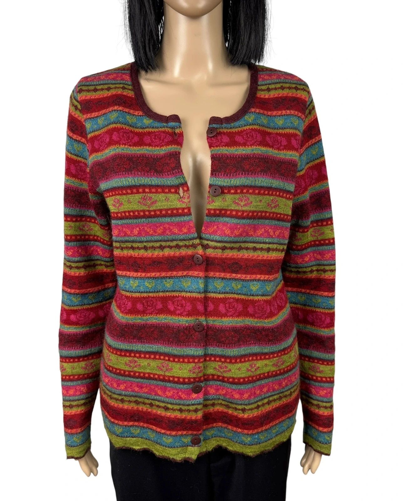 Other Flomax Wool Knit Cardigan Striped Floral Pattern size S Size S / US 4 / IT 40 - 8 Thumbnail
