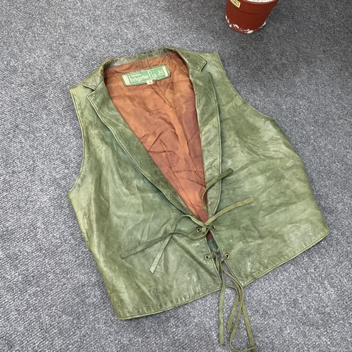 Designer × Genuine Leather Vintage Brigitte Na Patina Genuine Leather Vest France Made Size US S / EU 44-46 / 1 - 2 Thumbnail