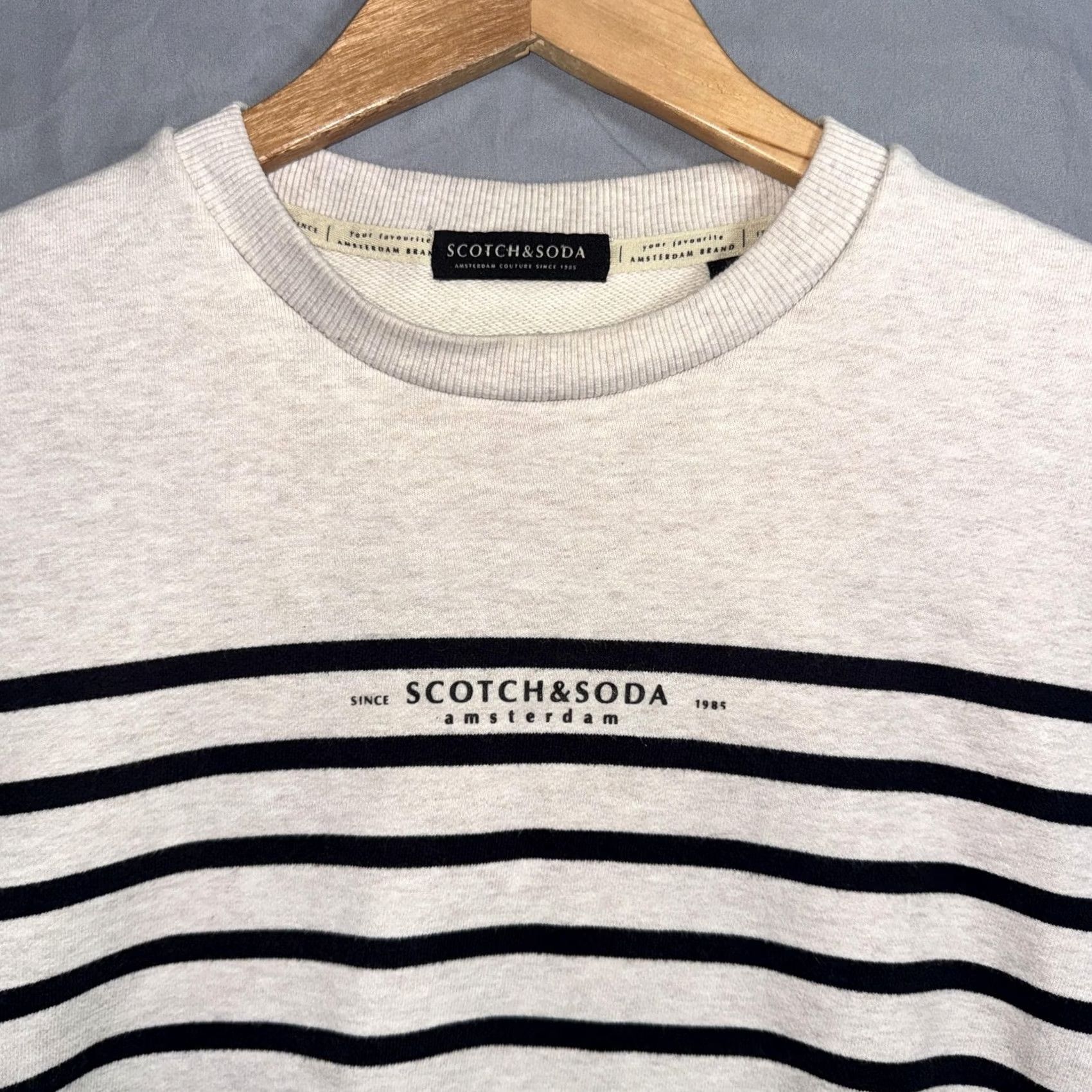Scotch & Soda Scotch & Soda Sweatshirt Mens Large Gray Striped Cotton Logo Pullover Crewneck Size US L / EU 52-54 / 3 - 3 Thumbnail