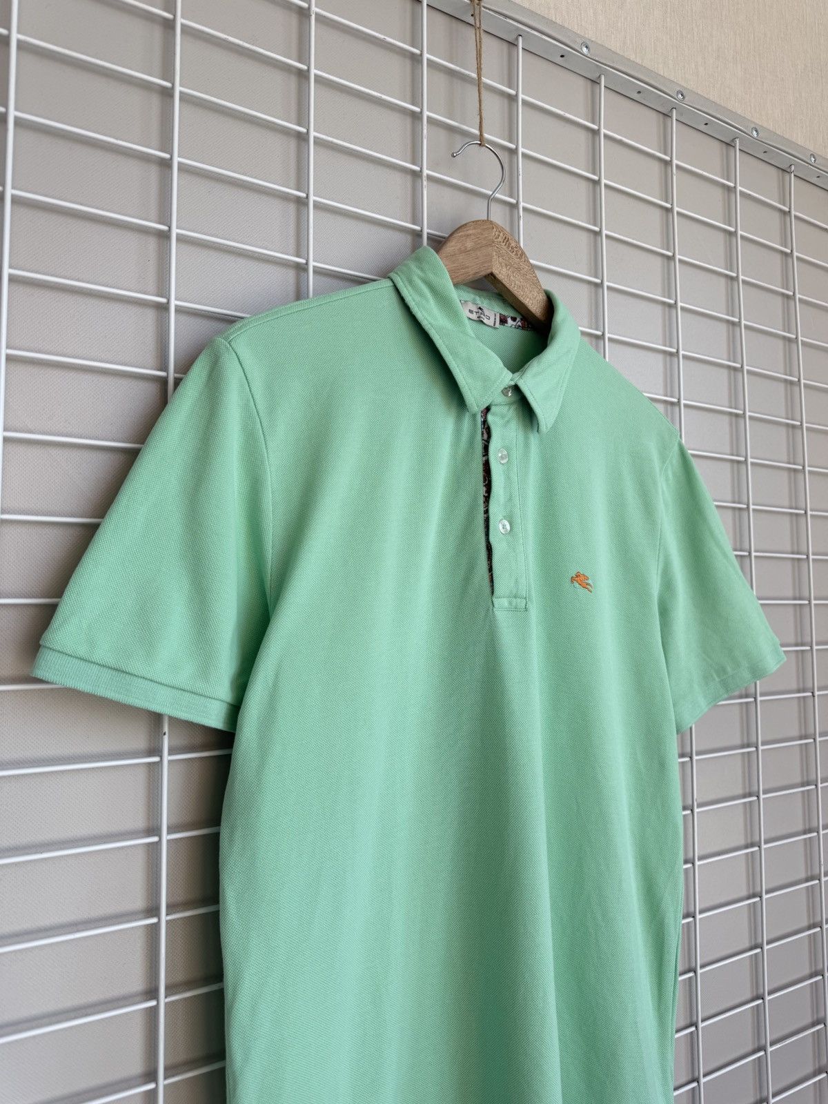 Etro Etro Milano Mint Green Polo Shirt Mens Size L Logo Size US L / EU 52-54 / 3 - 3 Thumbnail