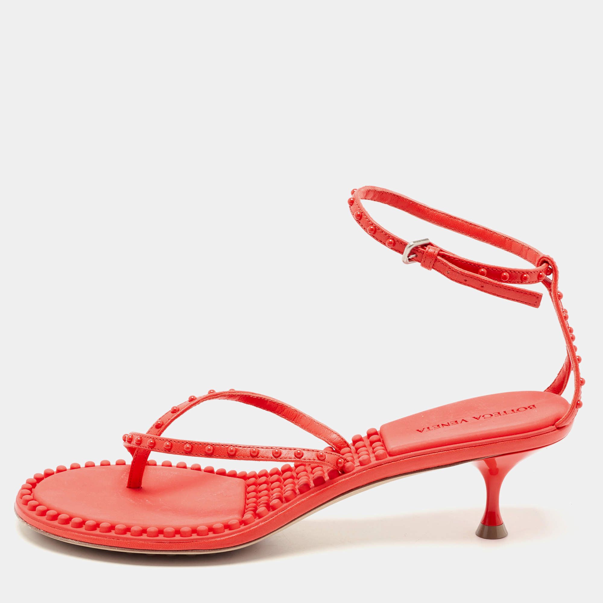 Bottega Veneta o1y0725 Ankle Strap Sandals in Coral Size US 6 / IT 36 - 1 Thumbnail