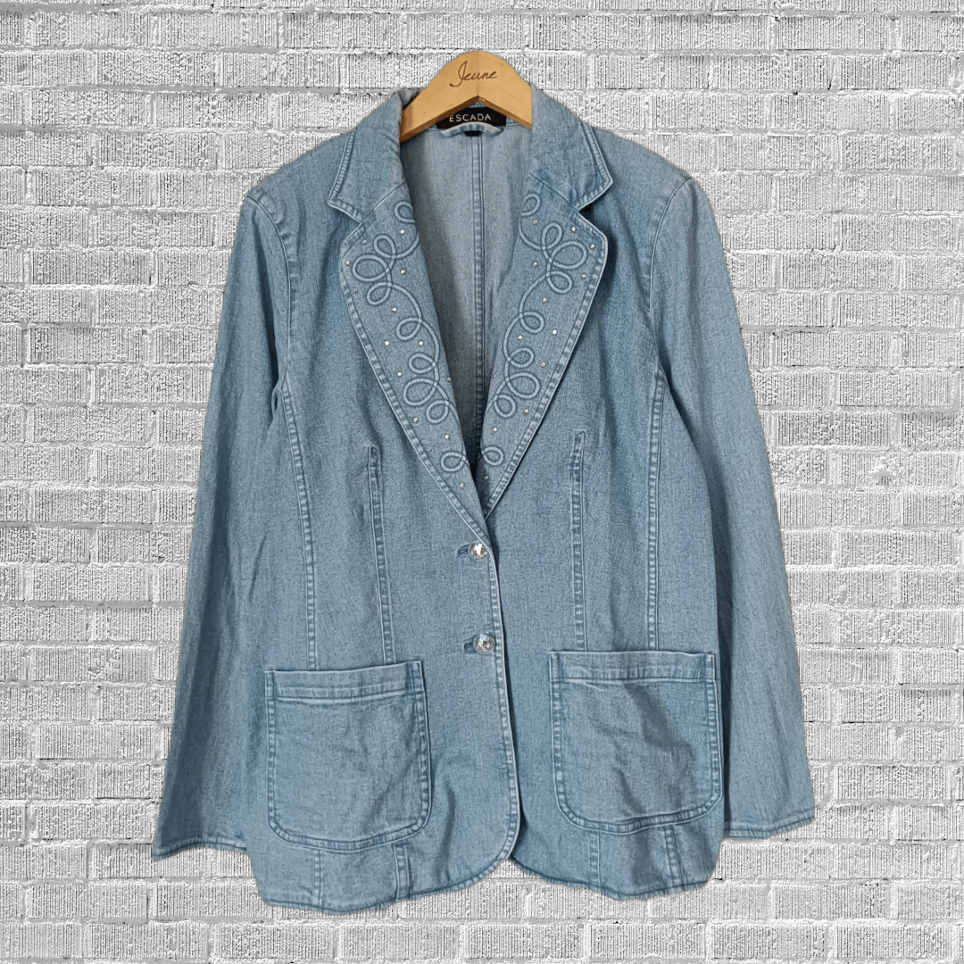 Escada Vintage Escada embroidery funky blazer denim jacket Size S / US 4 / IT 40 - 1 Thumbnail