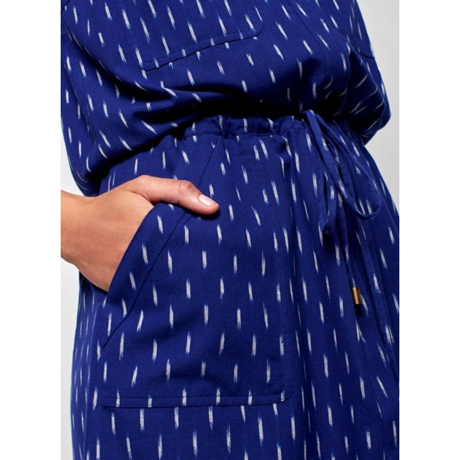 Faherty Faherty Saylor Dress Midi Midnight Ikat Drawstring Pockets Women's XS New Size XS / US 0-2 / IT 36-38 - 4 Thumbnail