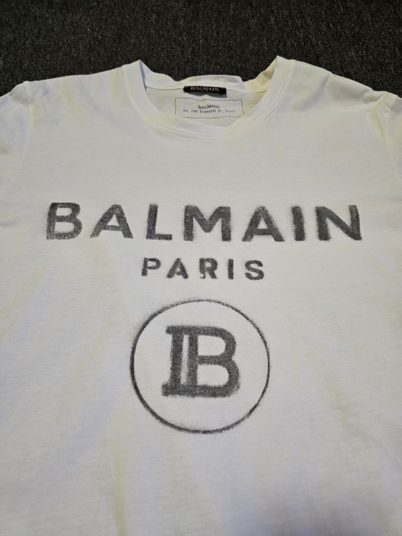 Balmain Balmain Men's White Shading Logo T-Shirt Size S Size US S / EU 44-46 / 1 - 2 Thumbnail