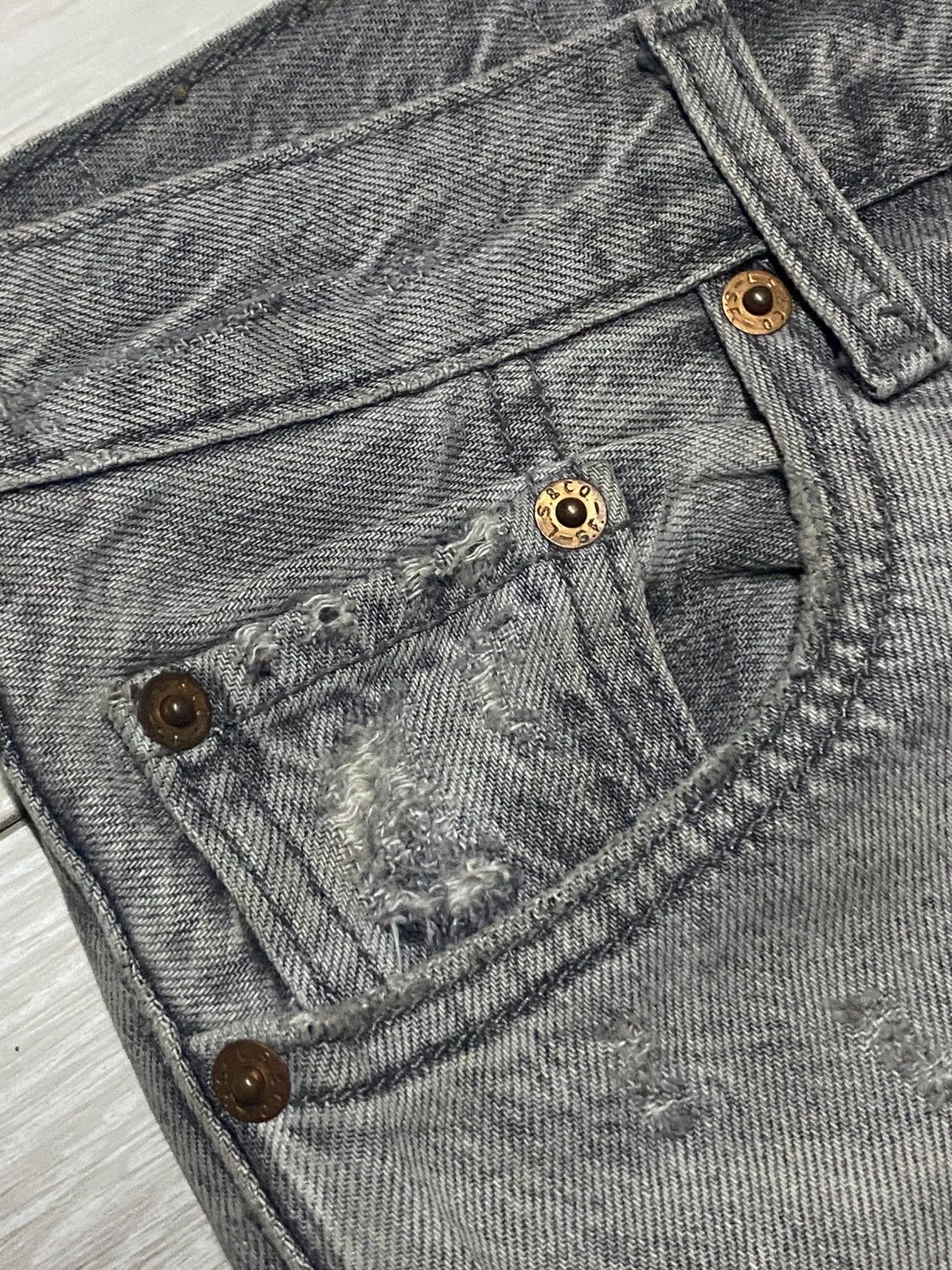 Levi's Vintage Levis 501 Ct Stone Wash Distressed Slim Jeans Size US 31 - 9 Thumbnail