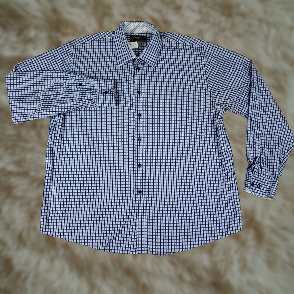 Vintage Jhane Barnes Shirt Mens XL Blue Check Button-Up Long Sleeve Shirt Button-Up Casual Formal Workwear 90s Modern Preppy Mens Size US L / EU 52-54 / 3 - 1 Thumbnail