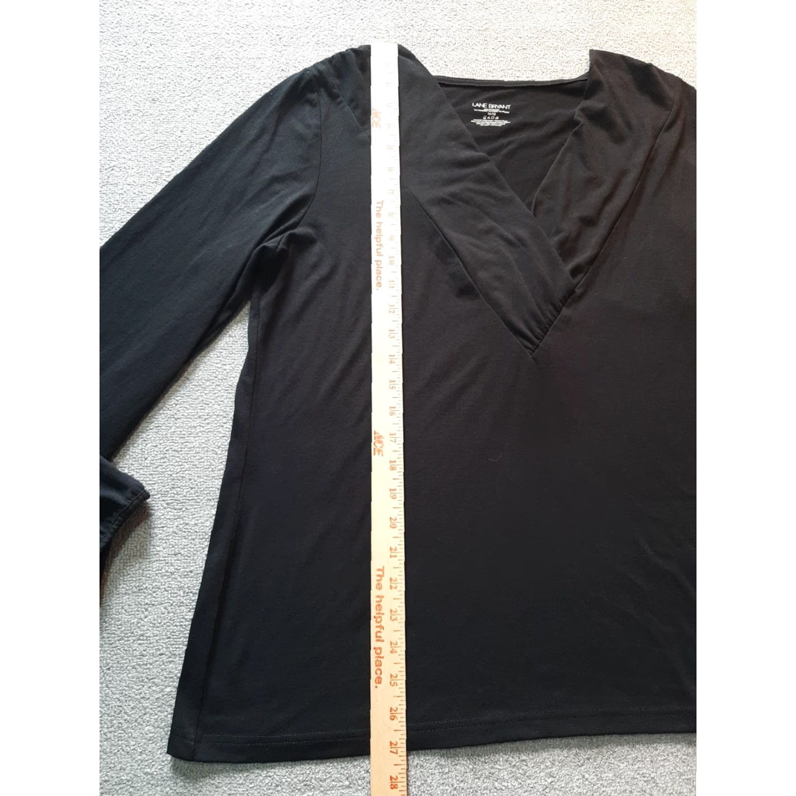 Vintage Lane Bryant Women's Blouse Long Sleeve V-Neck Black 14/16 Regular Casual Shirt Womens Size XL / US 12-14 / IT 48-50 - 2 Thumbnail