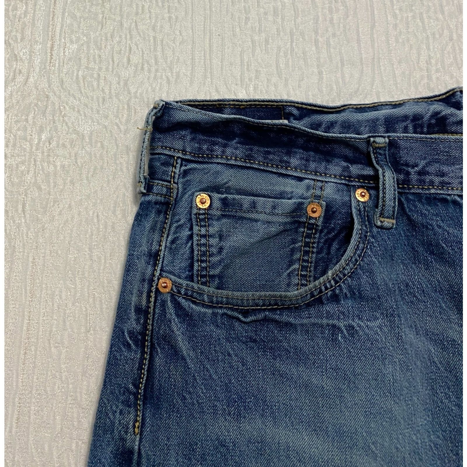 Levi's Levi's 501 Jeans Men Regular Straight Denim Blue 36x32 Button Fly 5-Pocket WC: Levi's Logo Cotton Denim Rise High Size US 36 / EU 52 - 4 Thumbnail