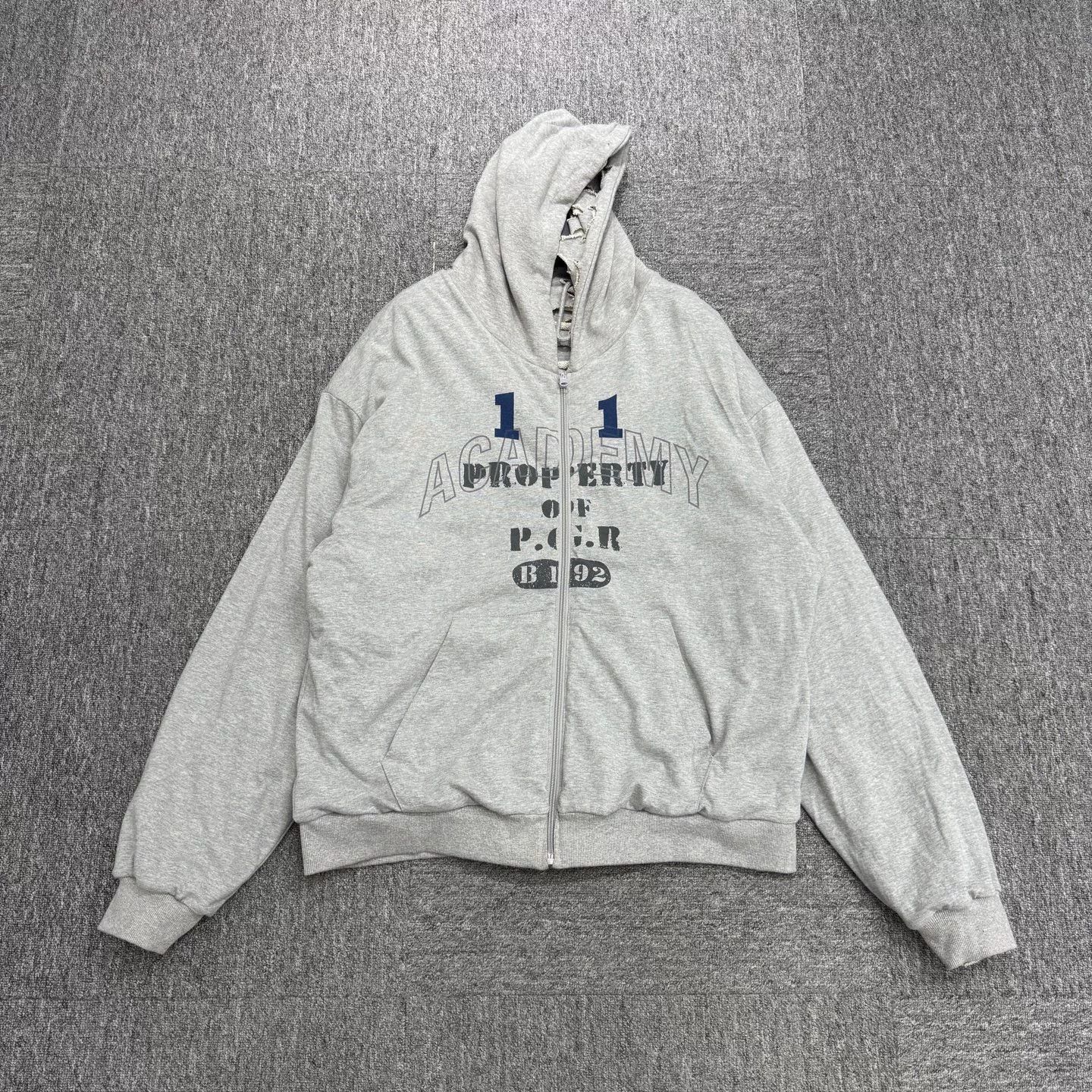 PROJECT G/R gray cut-out graphic hoodie. Size US XL / EU 56 / 4 - 1 Thumbnail