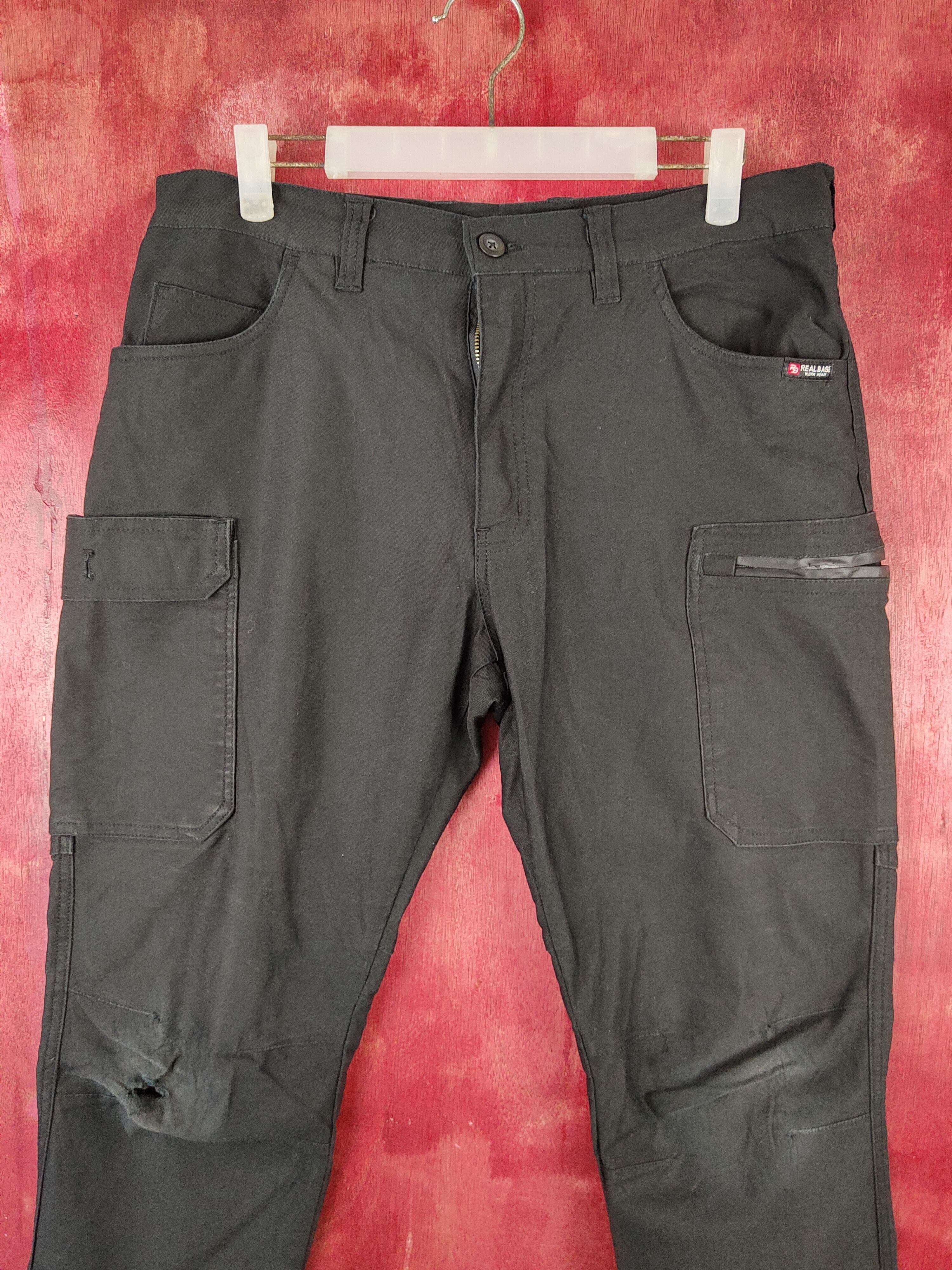 Japanese Brand Real Base Black Multipocket Tactical Cargo Pants #S1820 Size US 32 / EU 48 - 2 Thumbnail