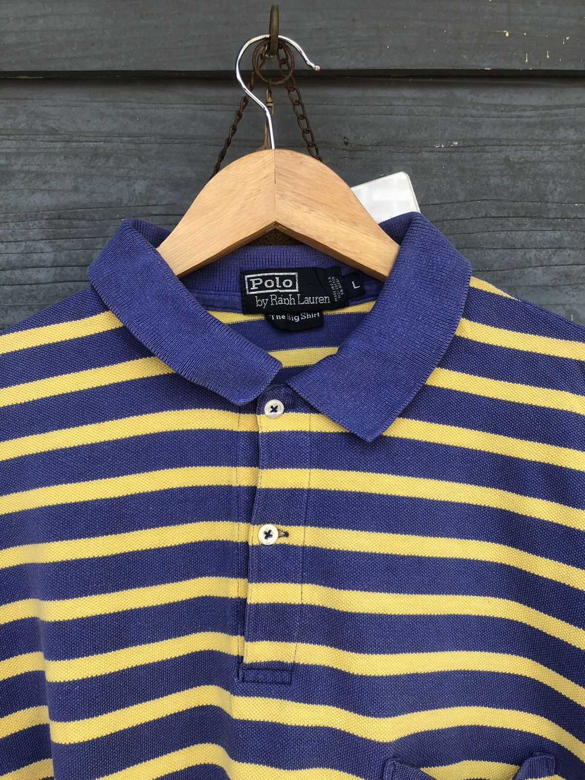 Polo Ralph Lauren Vintage Polo Ralph Lauren Stripe Single Pocket Polo Shirt Size US XL / EU 56 / 4 - 4 Thumbnail