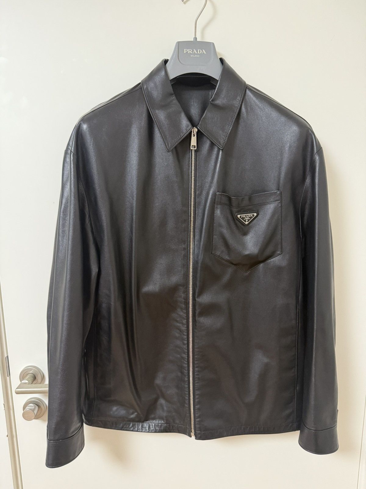 レザージャケットleather jacket archive prada Prada Prada nylon light jacket bondage | Grailed