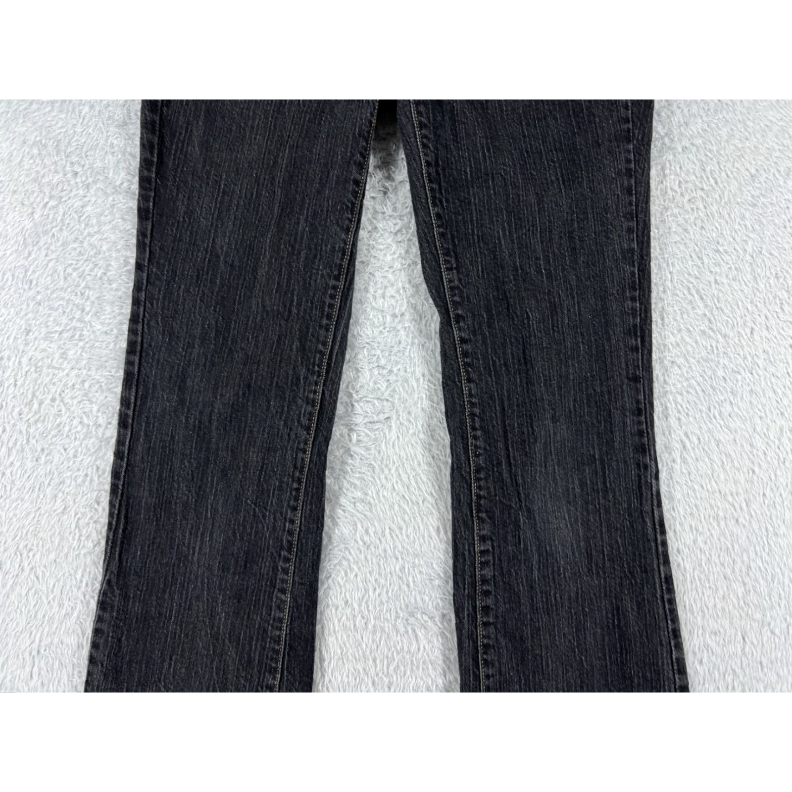DKNY DKNY Pants Womens 2 Black Denim Jeans Flared Dark Wash Distressed Cotton 25x31 Zip Button Size 26" / US 2 / IT 38 - 3 Thumbnail
