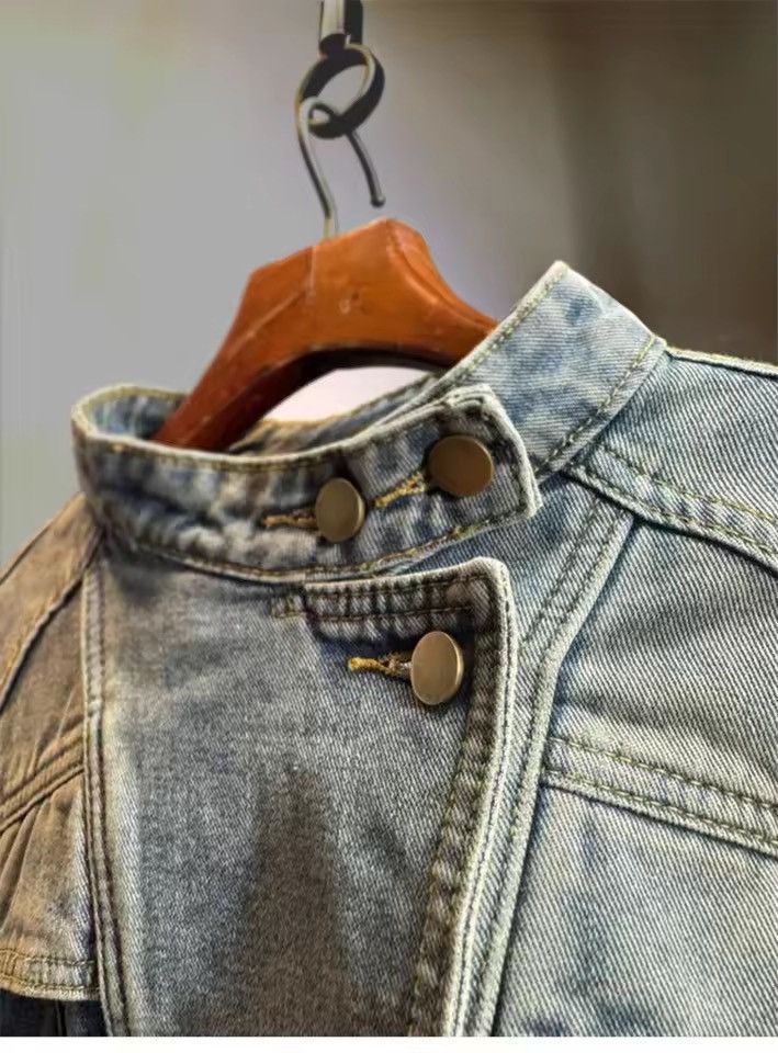 Japanese Brand Retro Washed Streetwear Cropped Zipper Irregular Jacket Size S / US 4 / IT 40 - 3 Thumbnail
