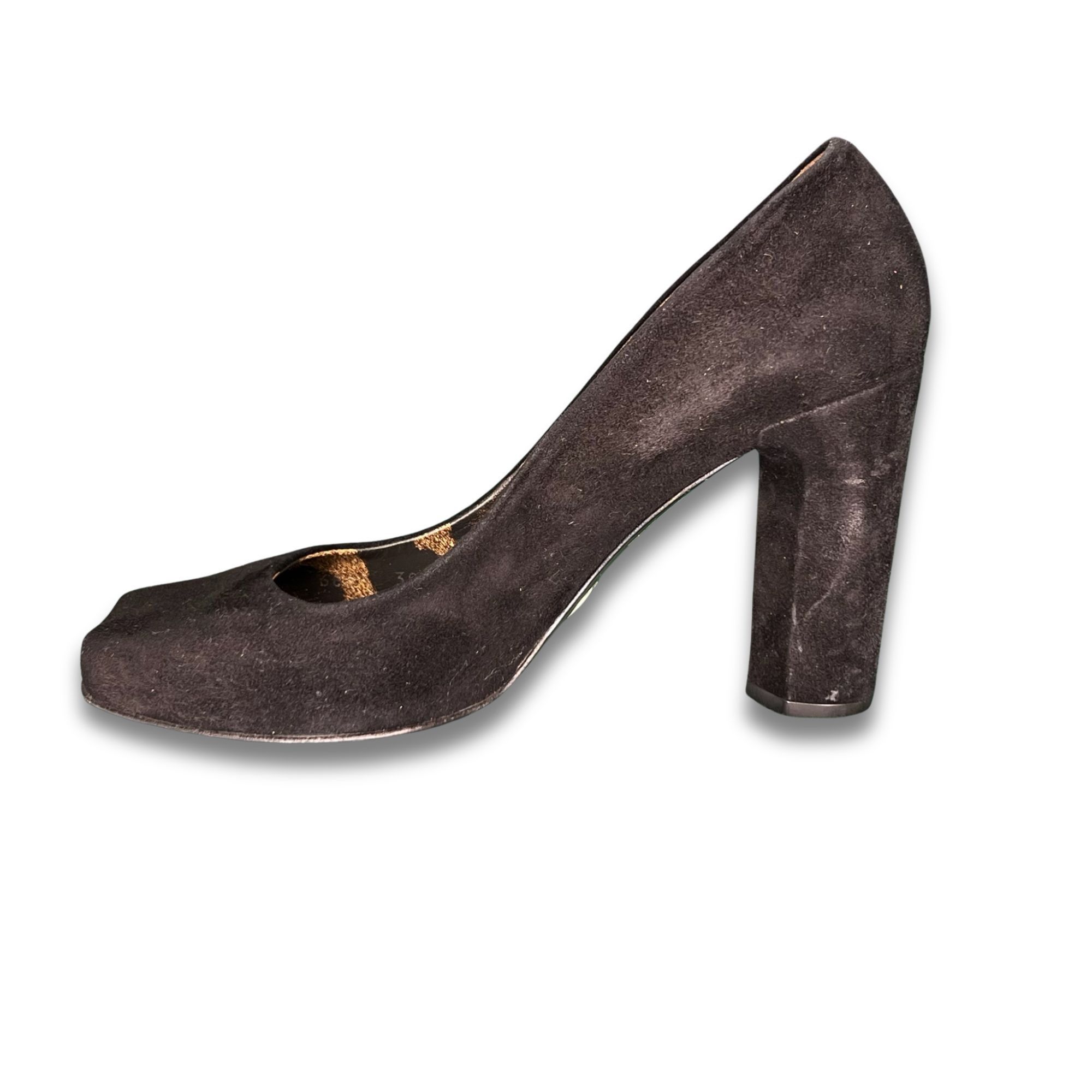 Dolce & Gabbana Dolce & Gabbana Black Suede Peep-Toe Platform Heels With Leo Size US 7 / IT 37 - 5 Thumbnail