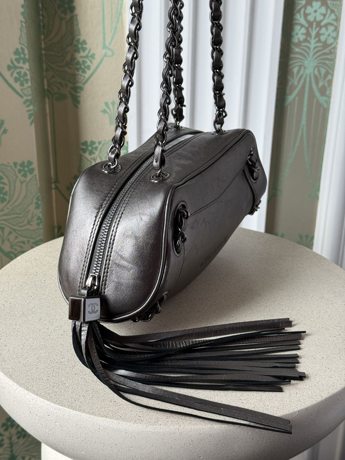 Chanel 2003 Chanel Small Metallic Leather Tassel Baguette Bag Size ONE SIZE - 3 Thumbnail