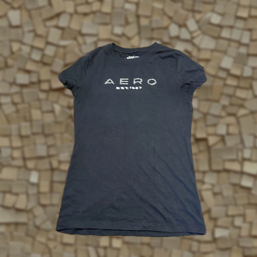 Vintage Aero Polo Shirt Women's Medium Black Gems Short Sleeve Classic Crew Shirt Size M / US 6-8 / IT 42-44 - 1 Thumbnail