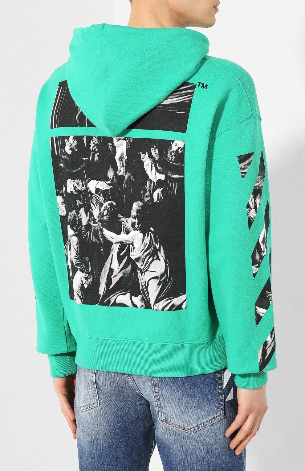 Off-White Green Caravaggio Diagonals Box Oversized Hoodie Size M / US 6-8 / IT 42-44 - 3 Thumbnail