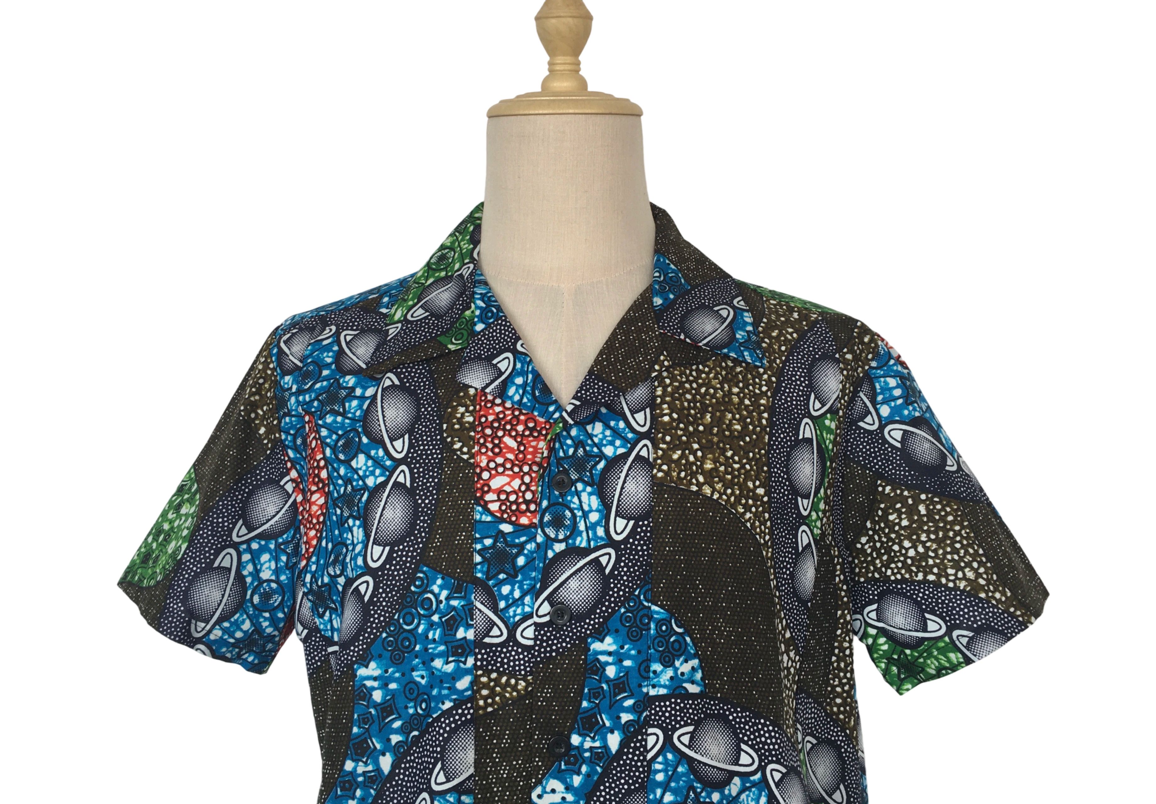 Other African Wax Print Men Shirt Short Sleeves Summer Size US XL / EU 56 / 4 - 4 Thumbnail