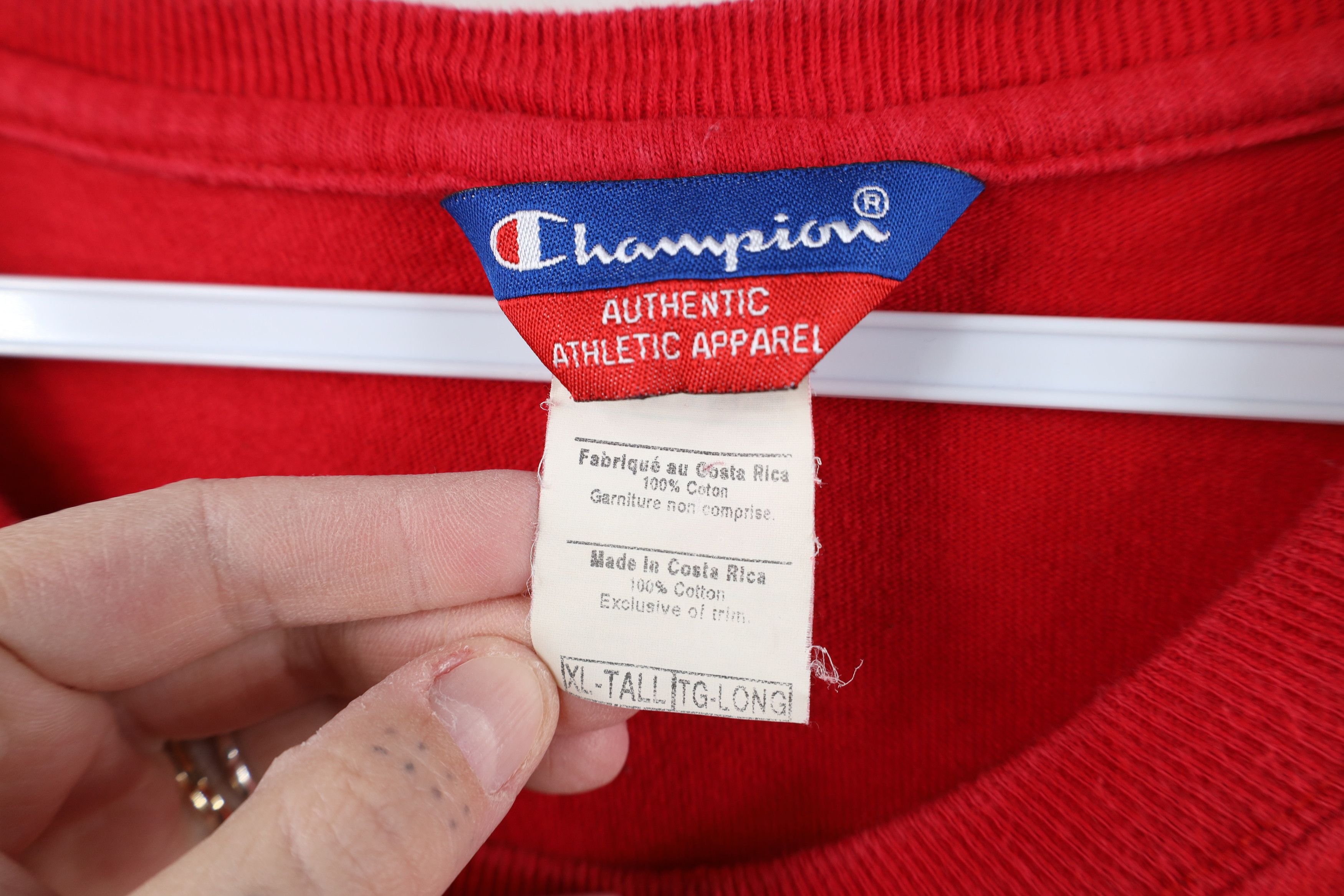 Champion Vintage 90s Champion Classic Logo Jersey Knit T-Shirt Red Size US XL / EU 56 / 4 - 6 Thumbnail
