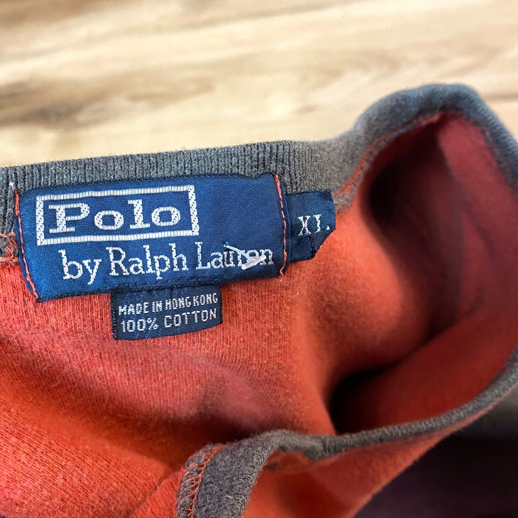 Polo Ralph Lauren VINTAGE Polo Ralph Lauren Sweater Mens XL V-Neck Pullover Orange Cotton Knit, Red? Size US XL / EU 56 / 4 - 2 Thumbnail